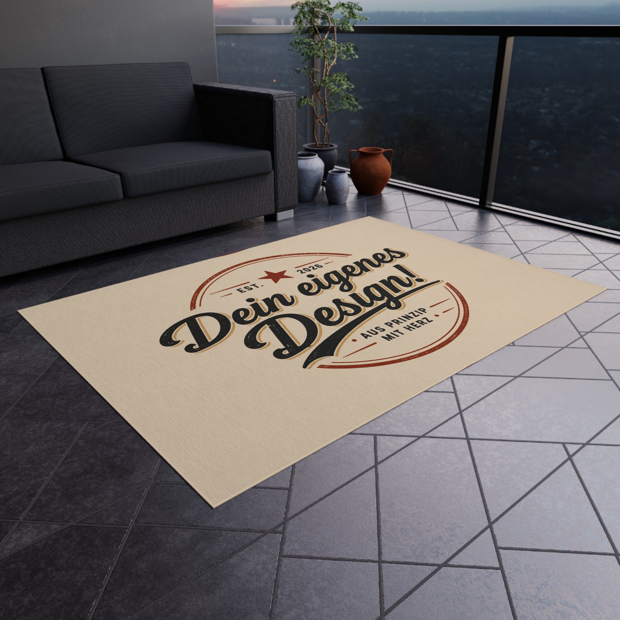 Custom Outdoor Rug — 'Dein eigenes Design!' Vintage Badge Doormat
