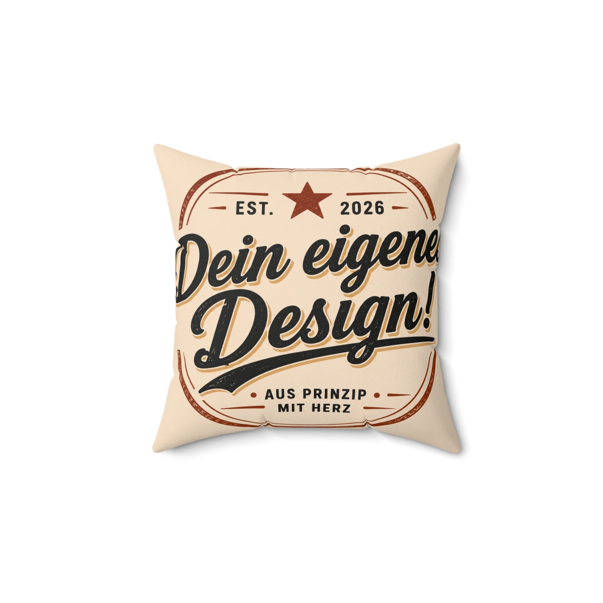 Vintage Script Decorative Pillow — "Dein eigenes Design!" Square Throw Pillow