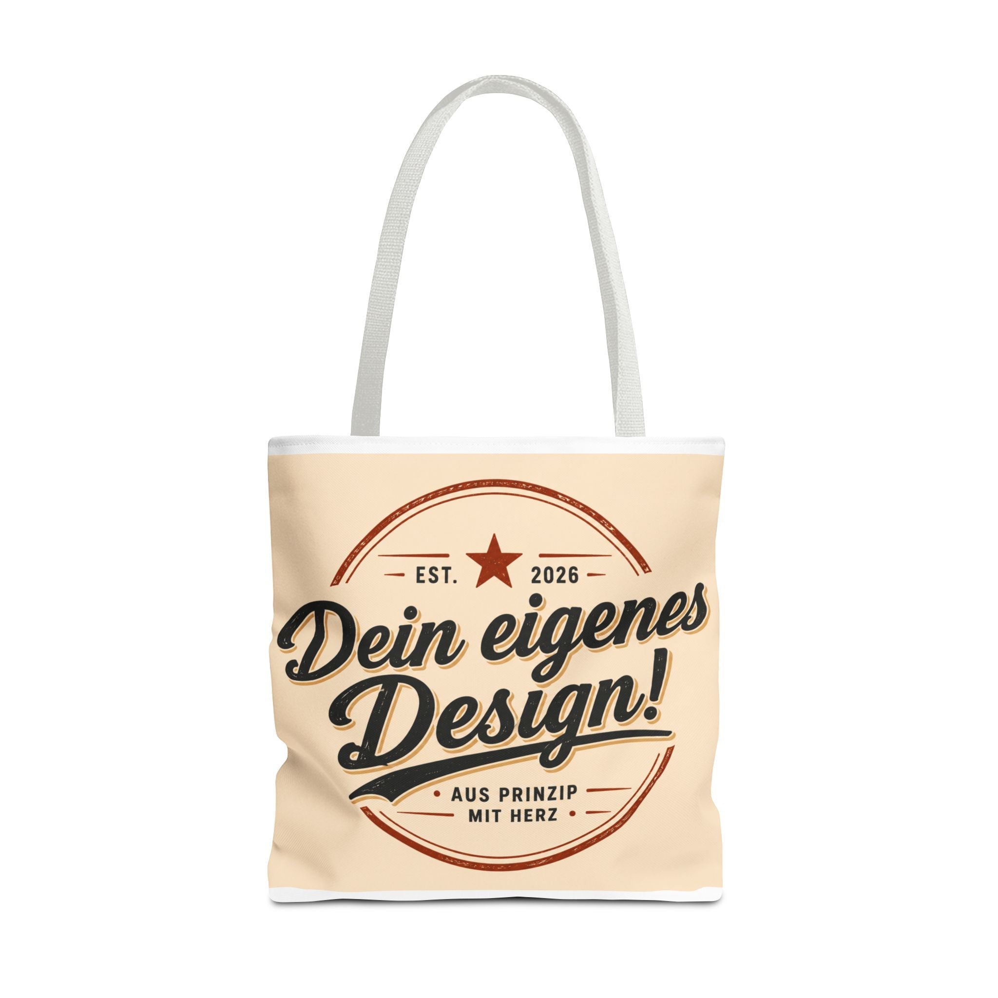 Custom Design Tote Bag — "Dein eigenes Design!" Vintage Emblem Canvas Shopper