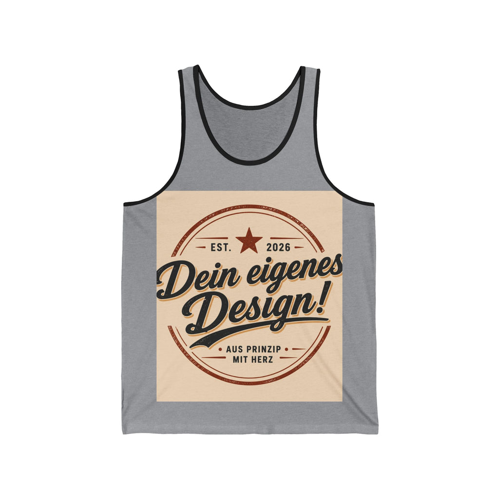 Retro Badge Tank Top — "Dein eigenes Design!" Custom German Vintage Logo Tank