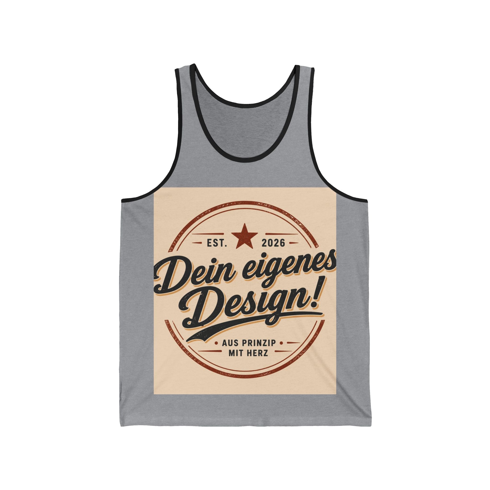 Retro Badge Tank Top — "Dein eigenes Design!" Custom German Vintage Logo Tank