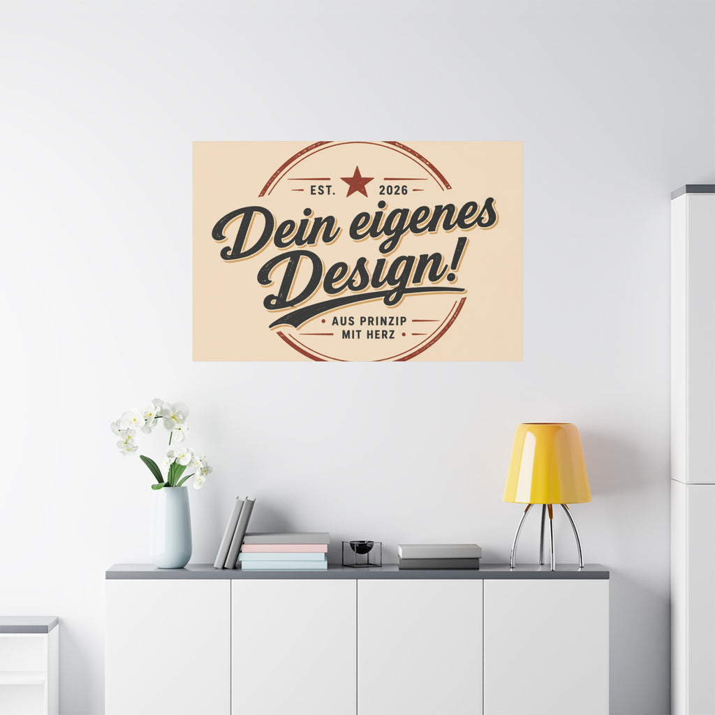 Matte Stretched Canvas - "Dein eigenes Design!" Vintage Badge Wall Art