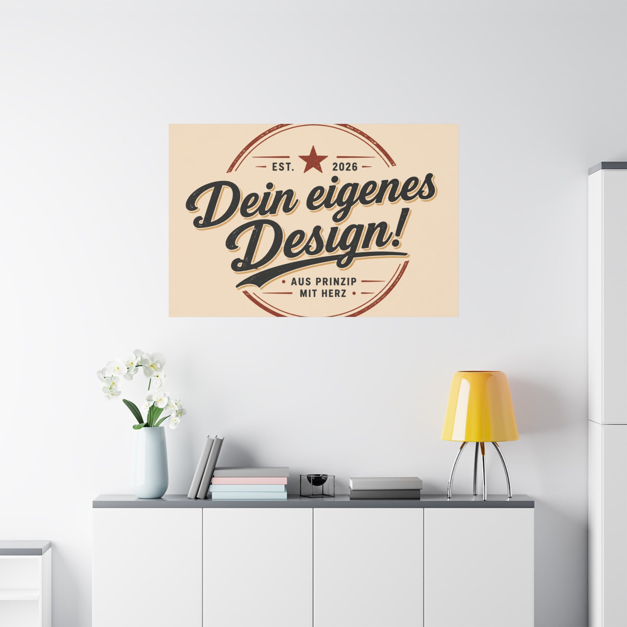 Matte Stretched Canvas - "Dein eigenes Design!" Vintage Badge Wall Art