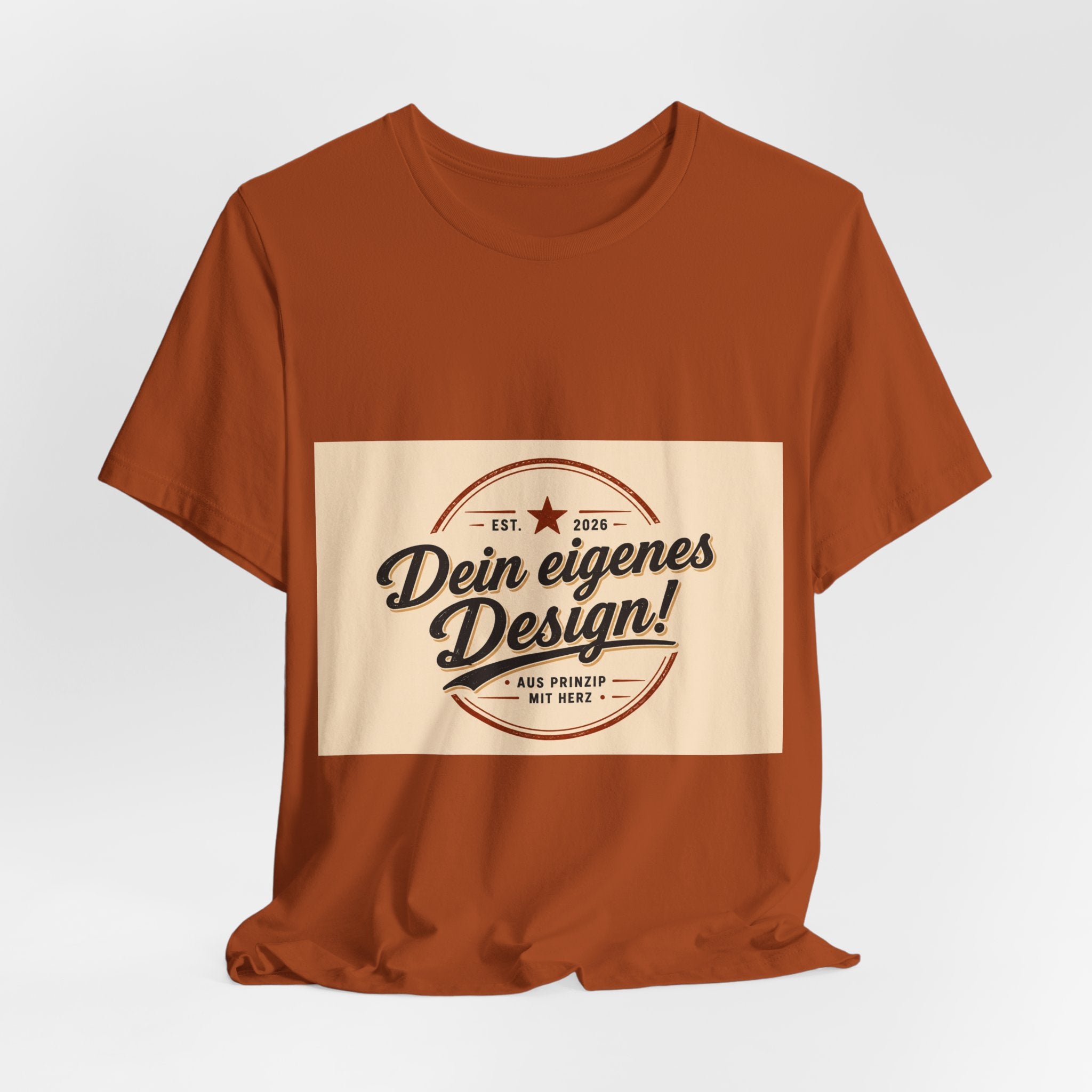 Custom Vintage Badge T-Shirt — "Dein eigenes Design" Personalized Tee