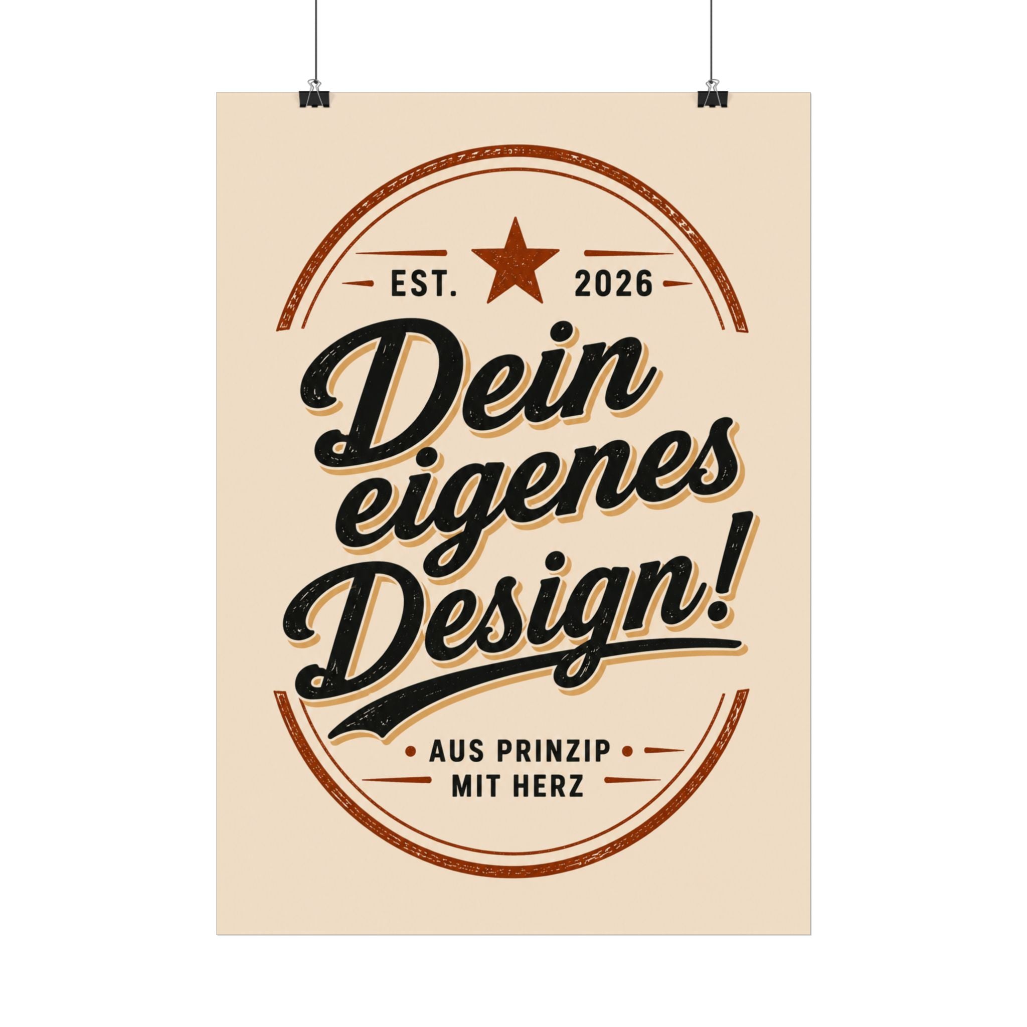Poster - 'Dein eigenes Design!': Vintage Badge Typography Wall Art
