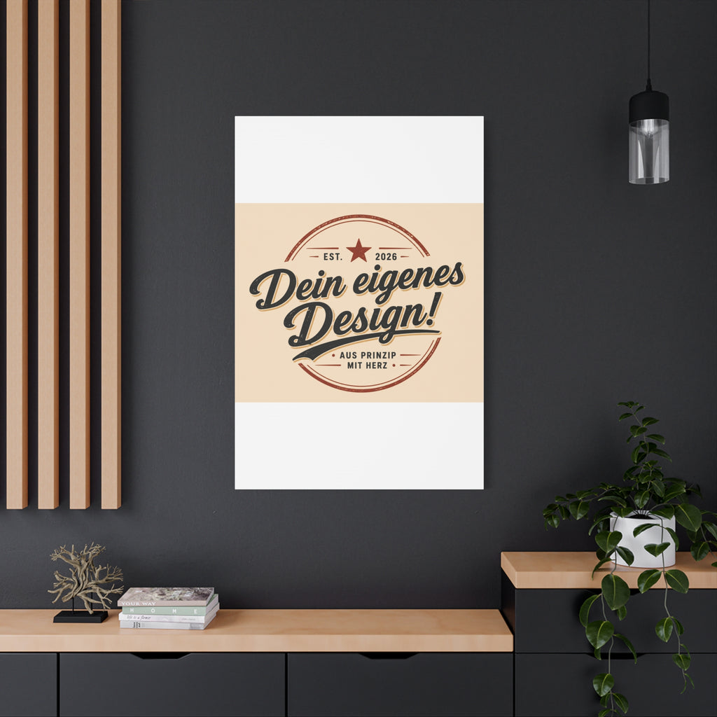 Matte Stretched Canvas - "Dein eigenes Design!" Vintage Badge Wall Art