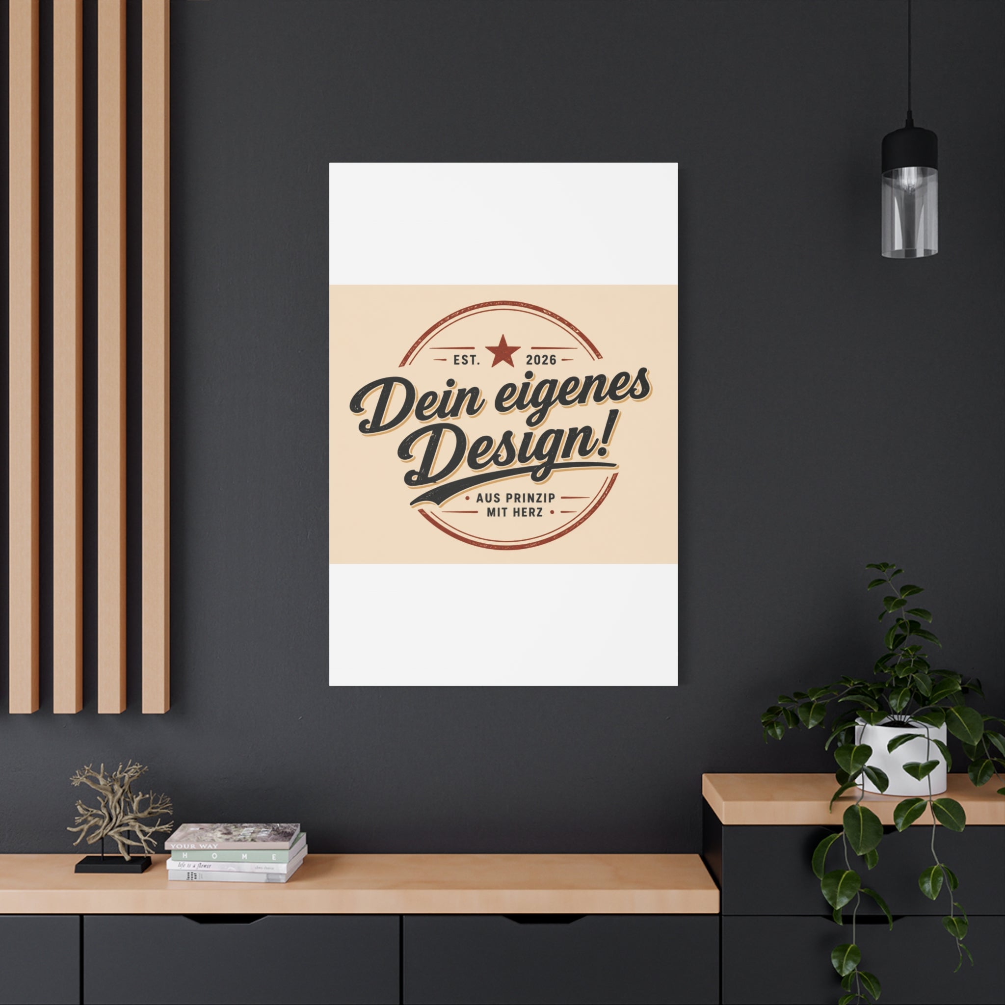 Matte Stretched Canvas - "Dein eigenes Design!" Vintage Badge Wall Art