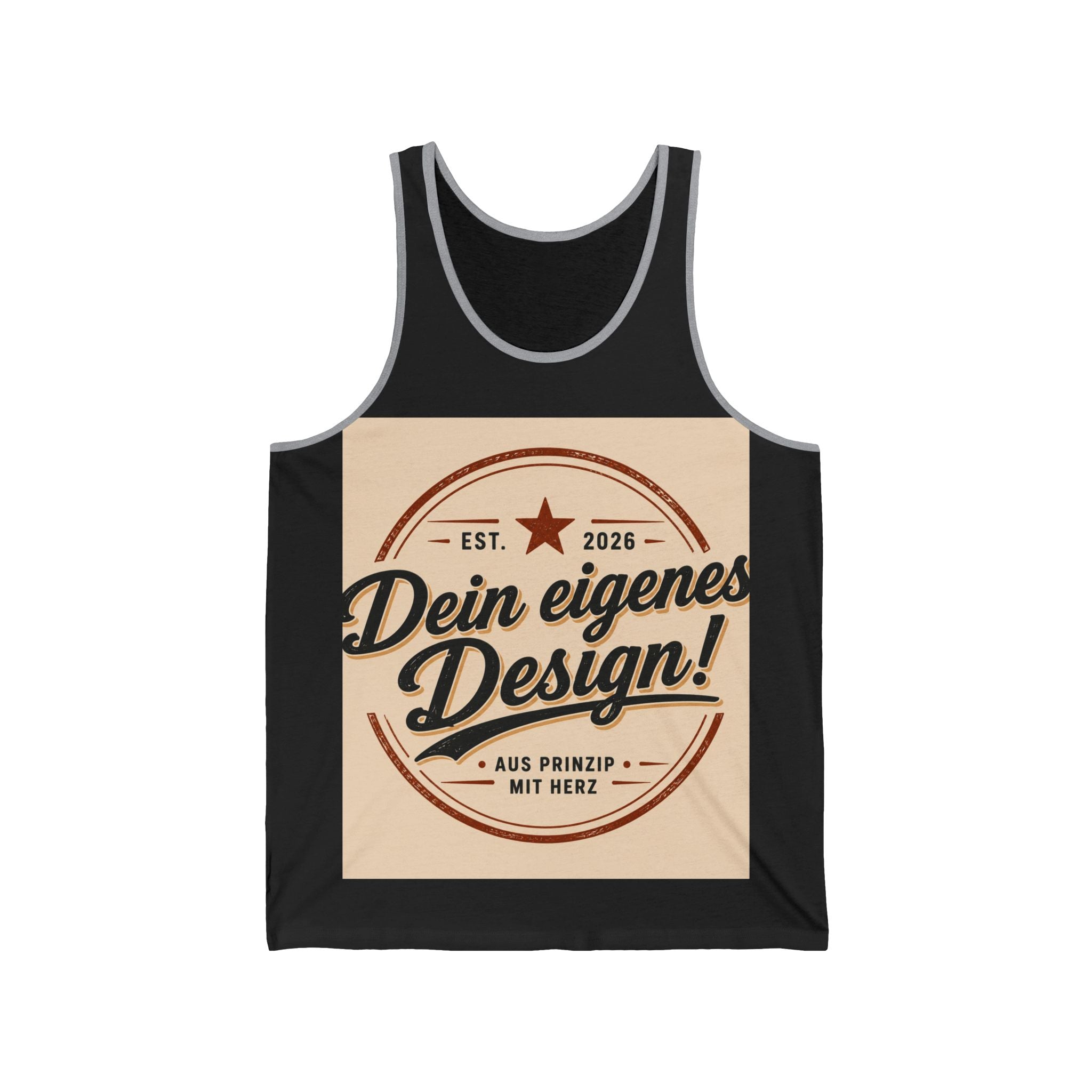 Retro Badge Tank Top — "Dein eigenes Design!" Custom German Vintage Logo Tank