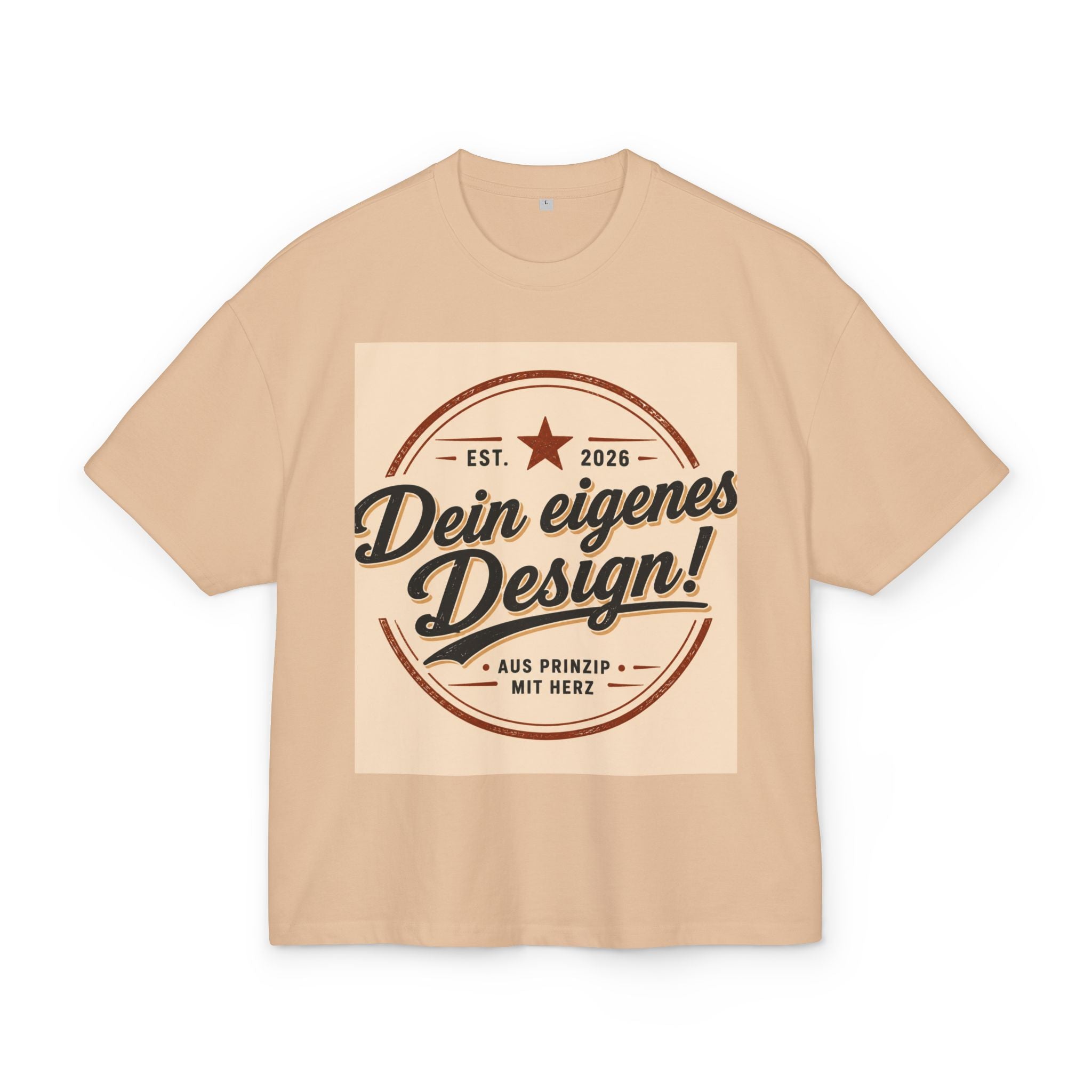 Vintage Badge T-Shirt — "Dein eigenes Design!" Retro Logo Tee