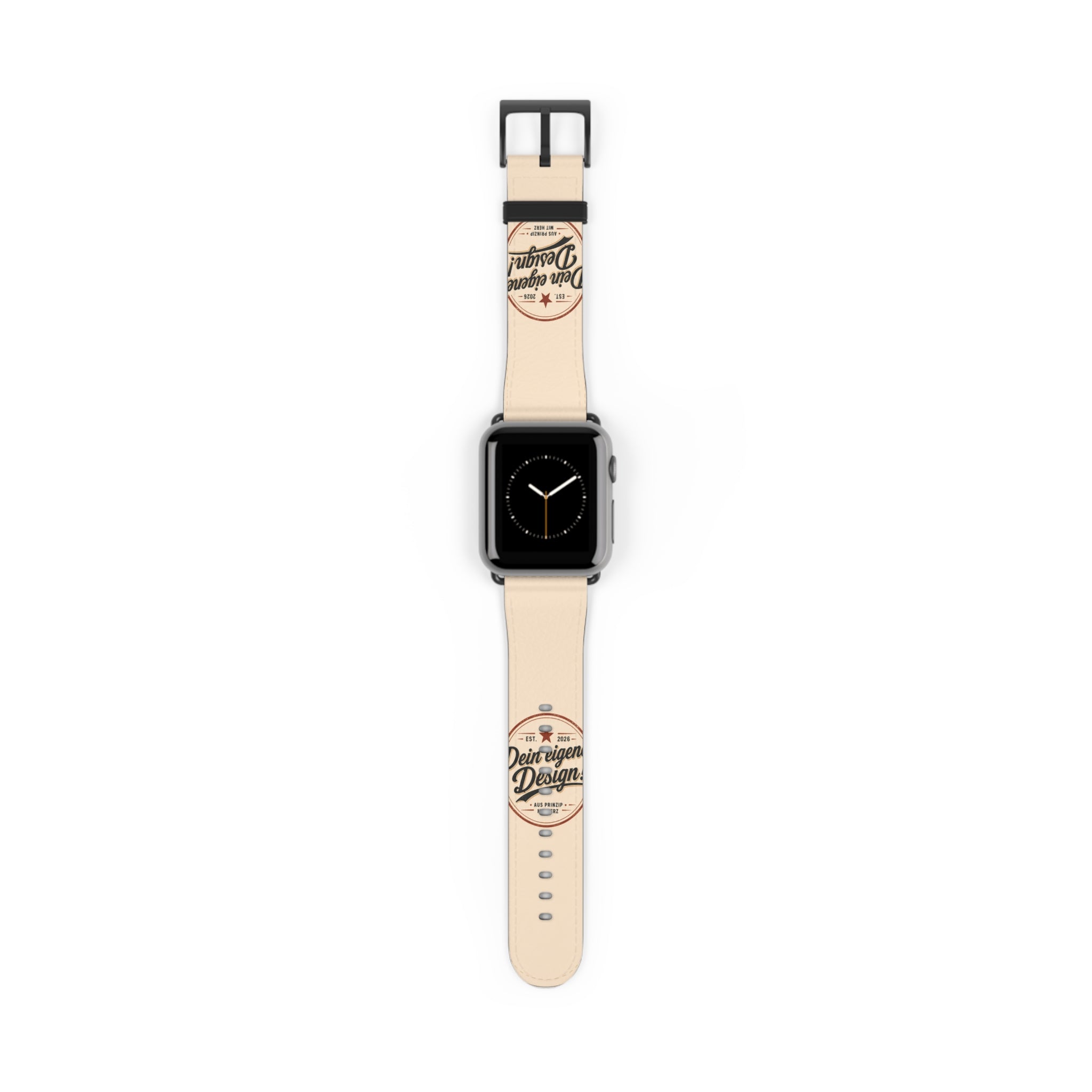 Vintage Stamp Leather Watch Band — Custom 'Dein eigenes Design' Accent