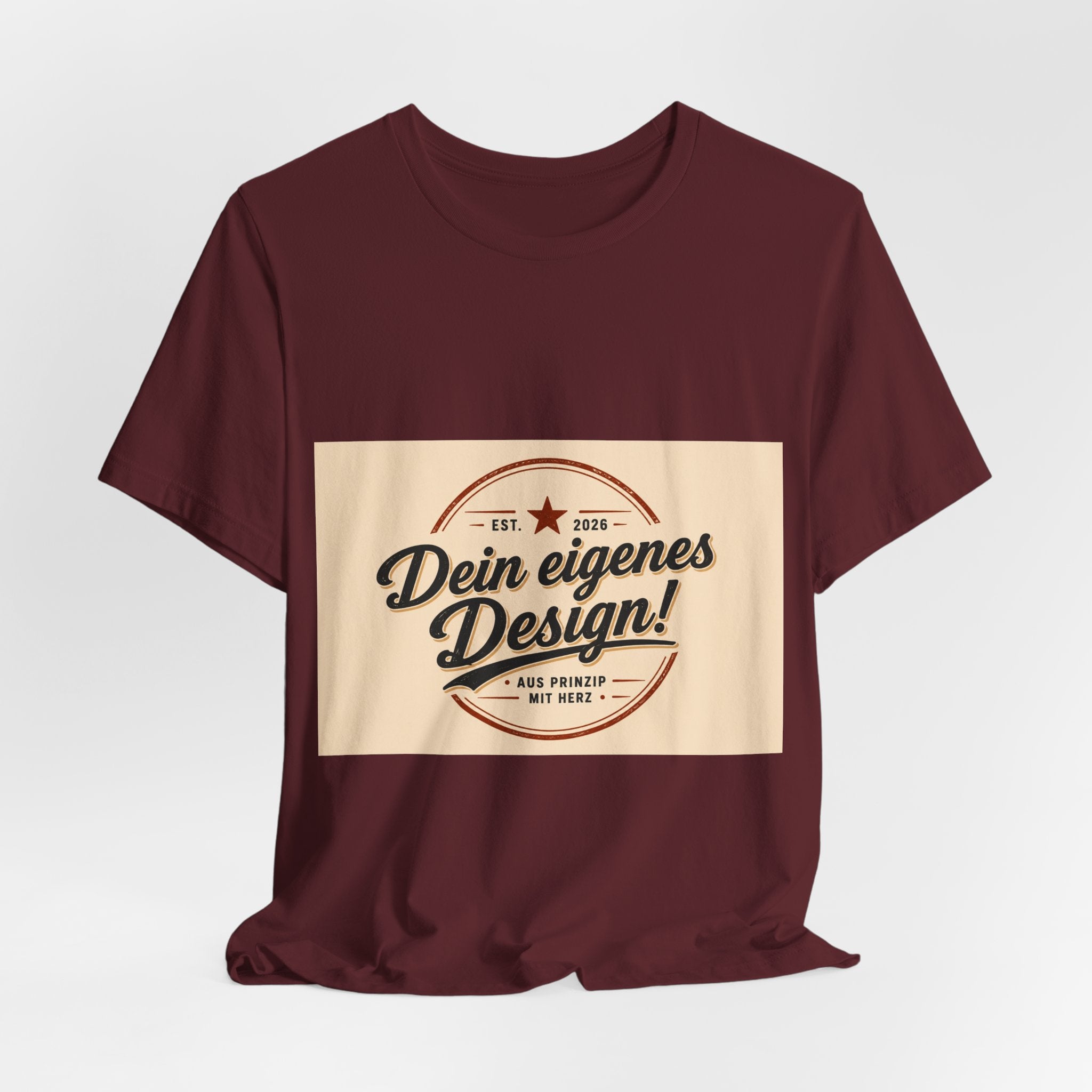 Custom Vintage Badge T-Shirt — "Dein eigenes Design" Personalized Tee