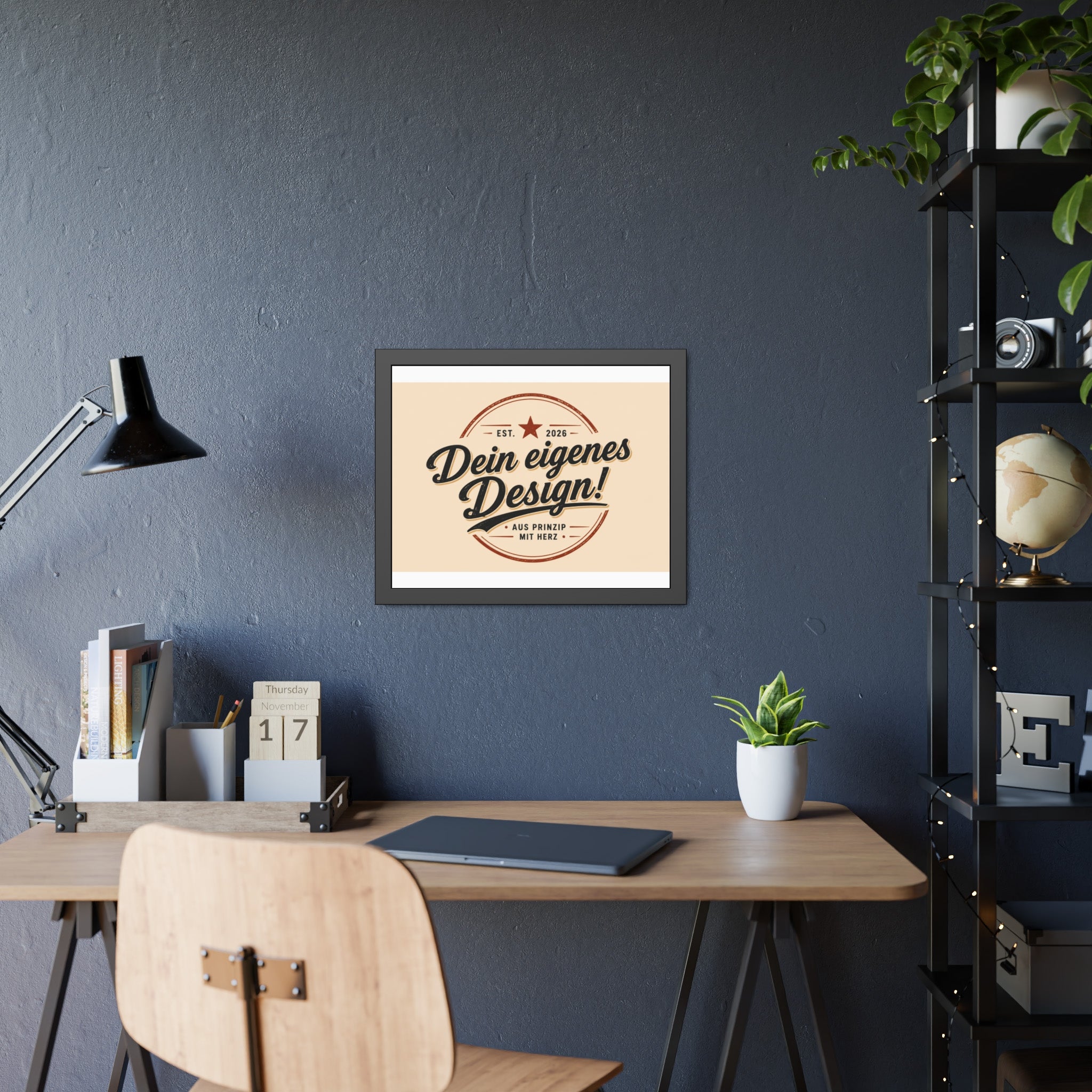 Framed Poster — Custom 'Dein eigenes Design!' Wall Art (Vintage Badge)
