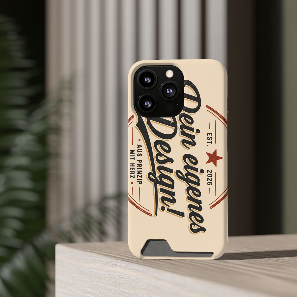Retro Script Phone Case with Card Holder — "Dein eigenes Design!"