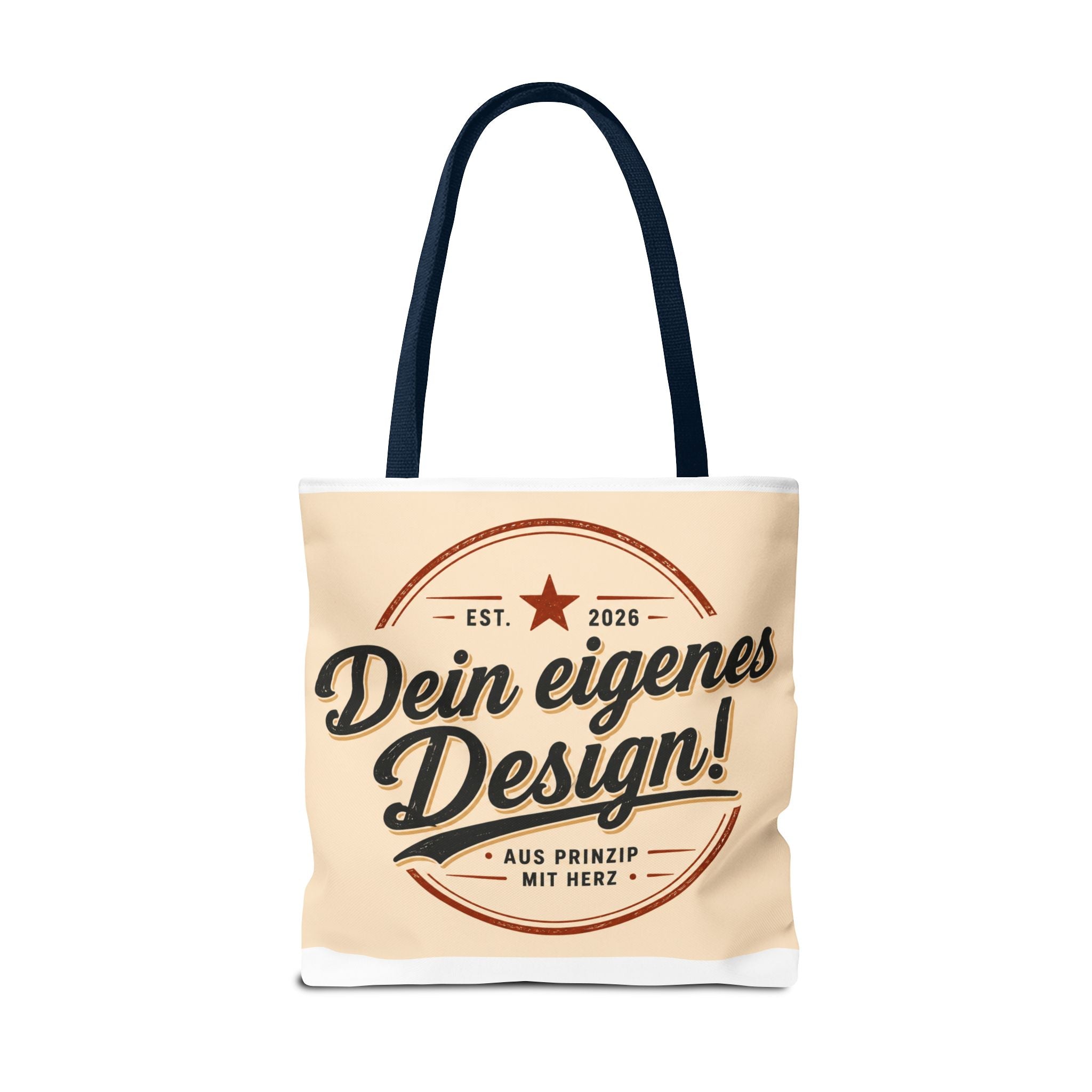 Custom Design Tote Bag — "Dein eigenes Design!" Vintage Emblem Canvas Shopper