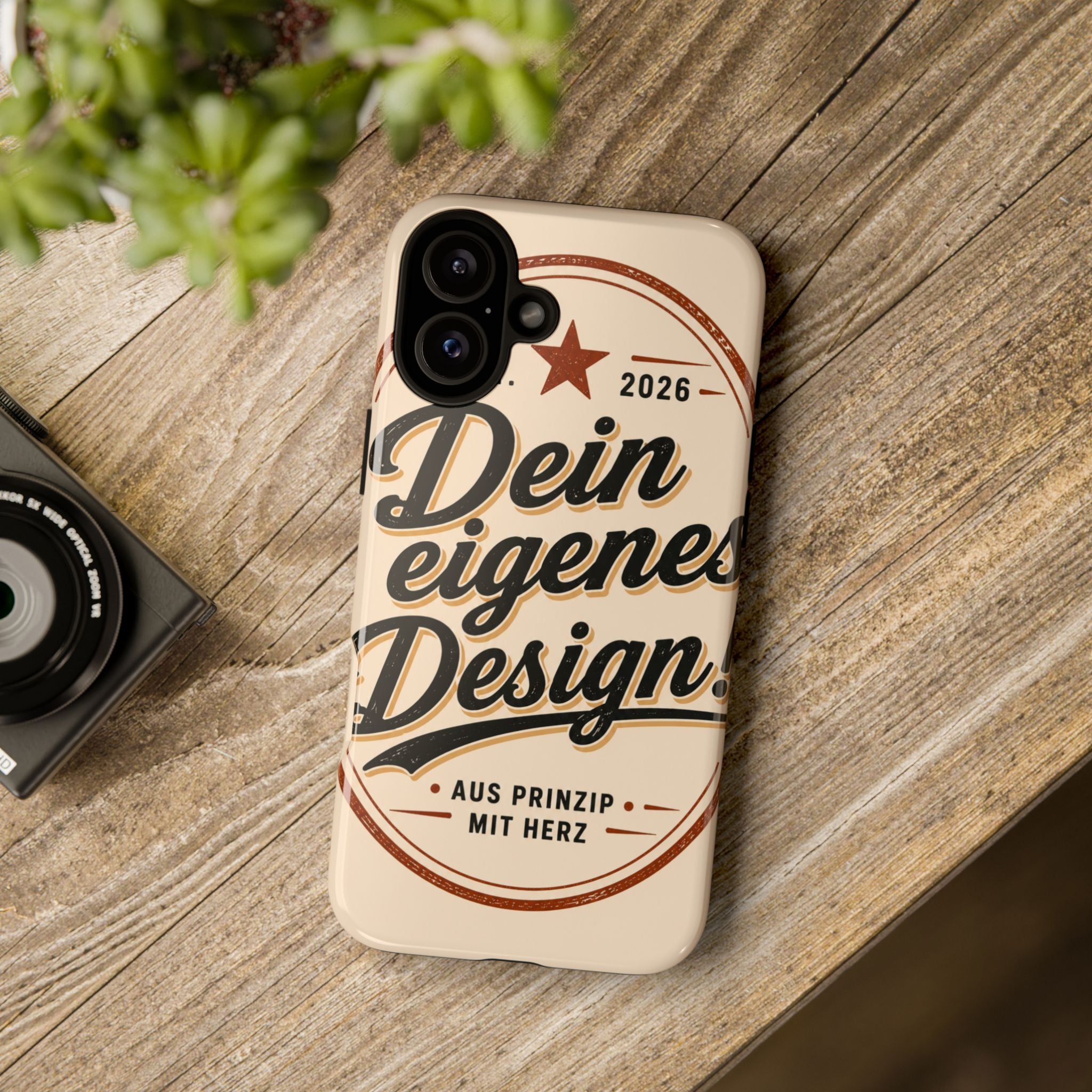 Custom Tough Phone Case — "Dein eigenes Design" Vintage Script Tough Case