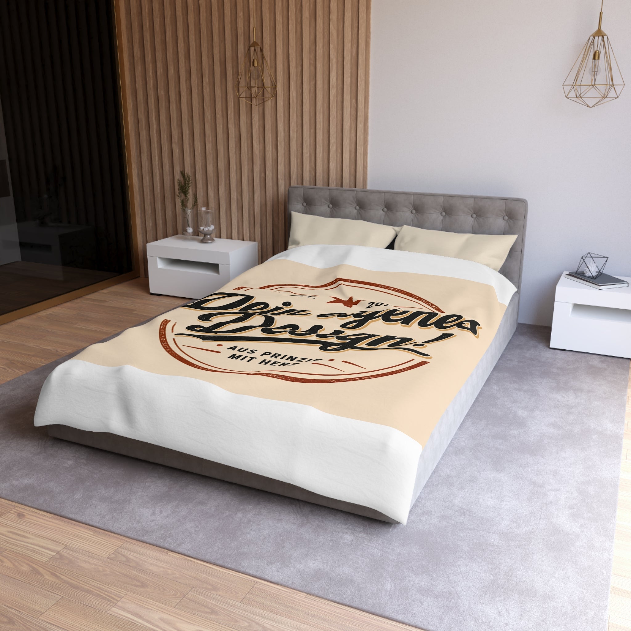 Custom Vintage Badge Duvet Cover — "Dein eigenes Design!" Microfiber Bedding