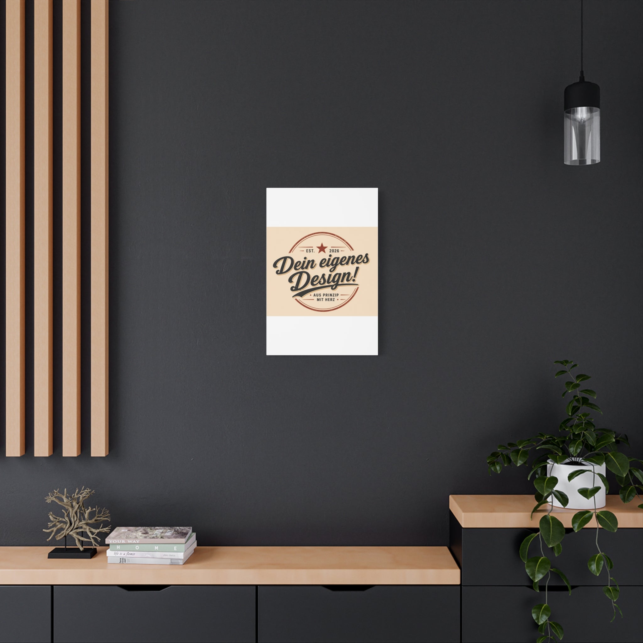 Matte Stretched Canvas - "Dein eigenes Design!" Vintage Badge Wall Art