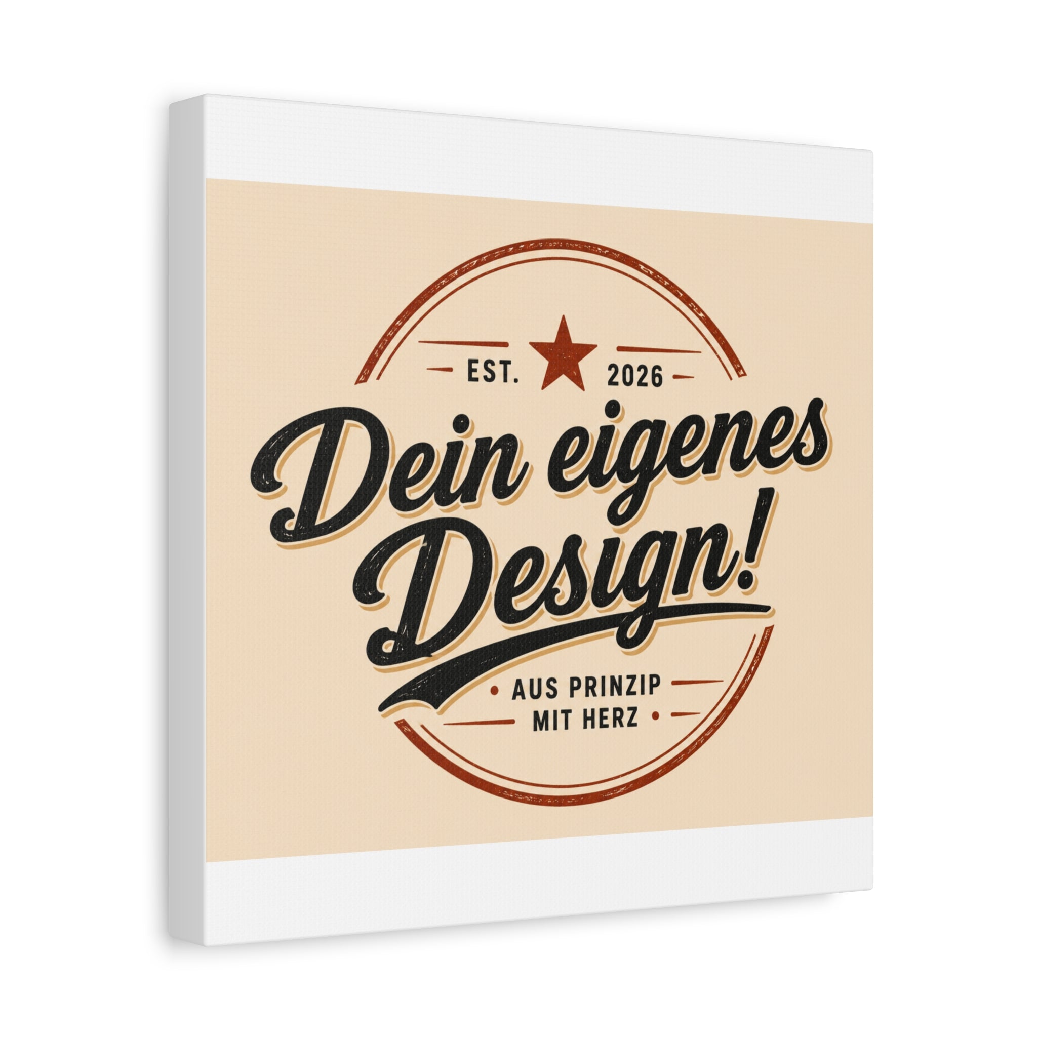 Matte Stretched Canvas - "Dein eigenes Design!" Vintage Badge Wall Art