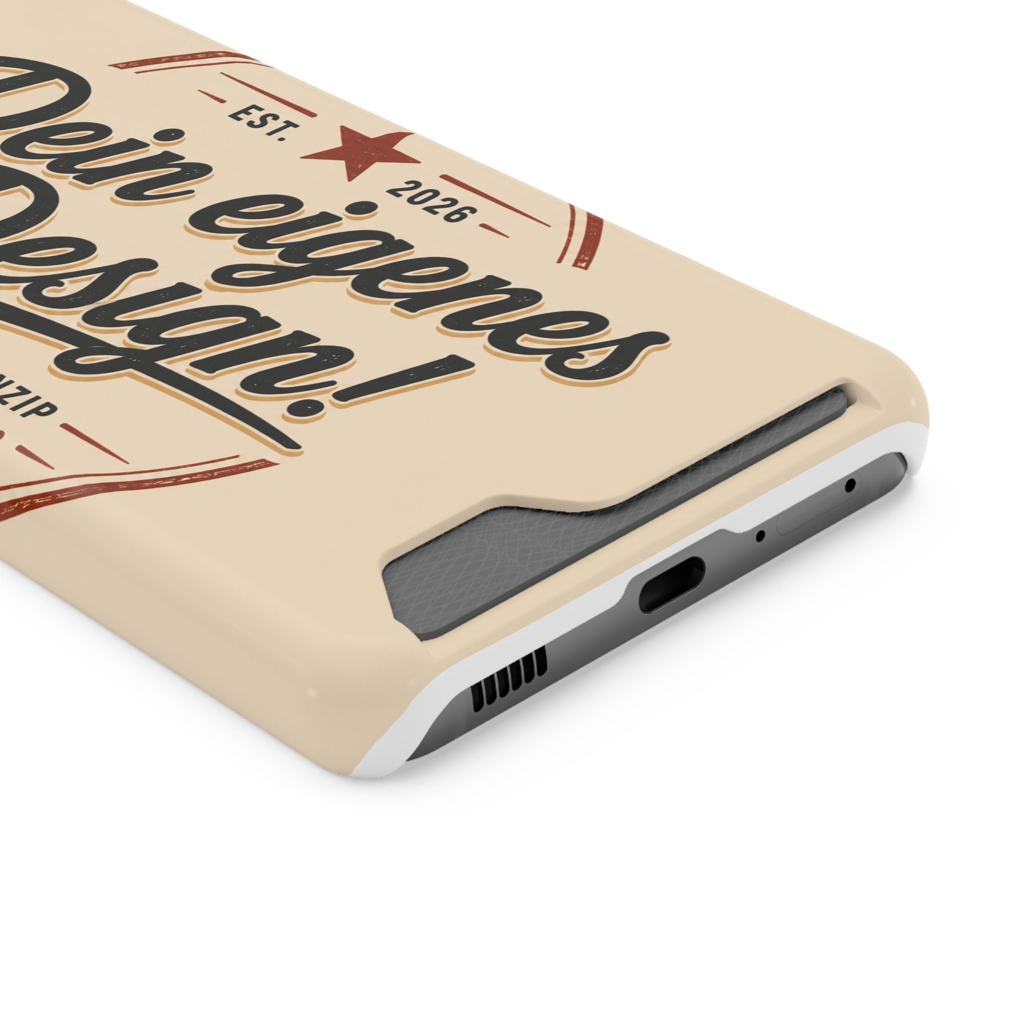 Retro Script Phone Case with Card Holder — "Dein eigenes Design!"