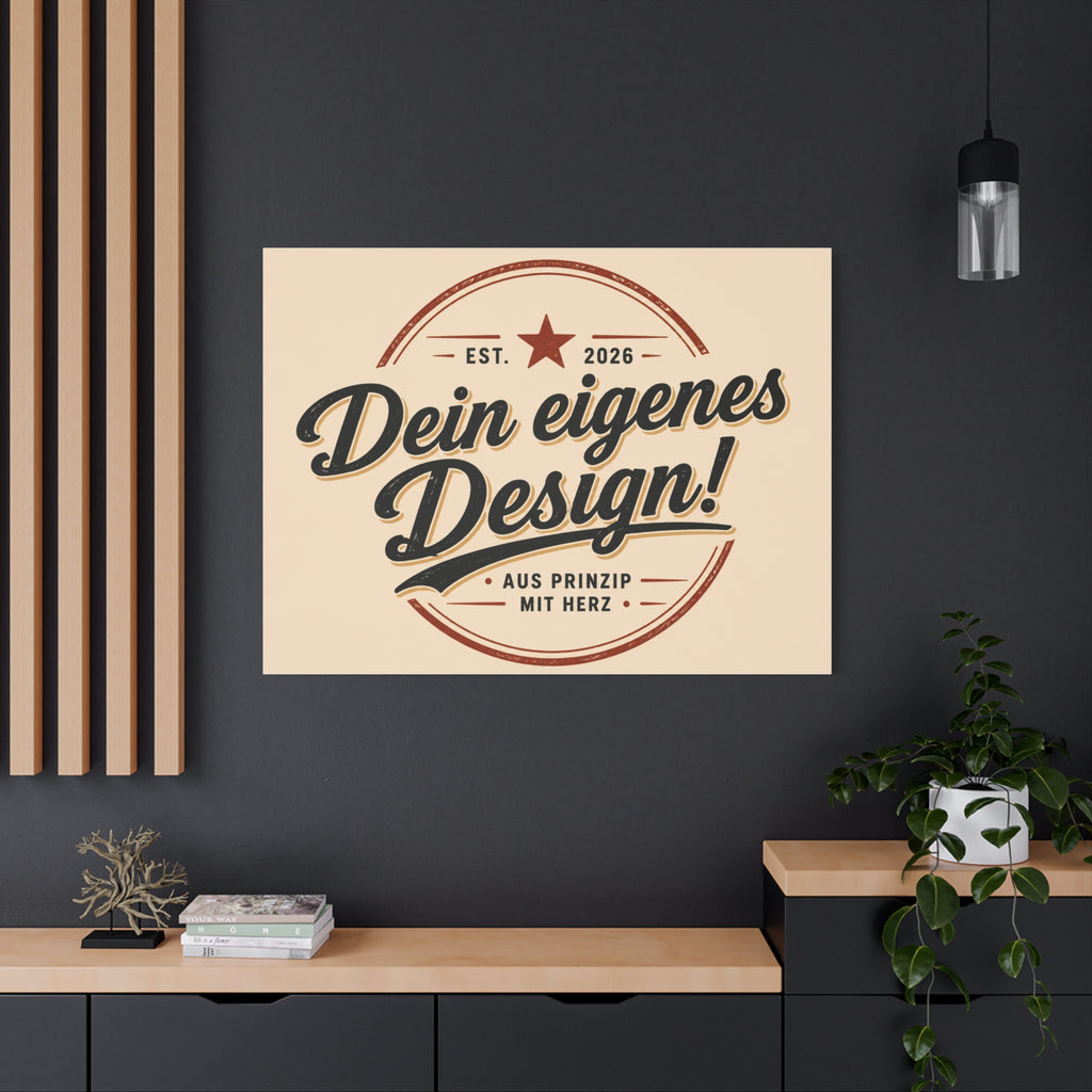 Matte Stretched Canvas - "Dein eigenes Design!" Vintage Badge Wall Art