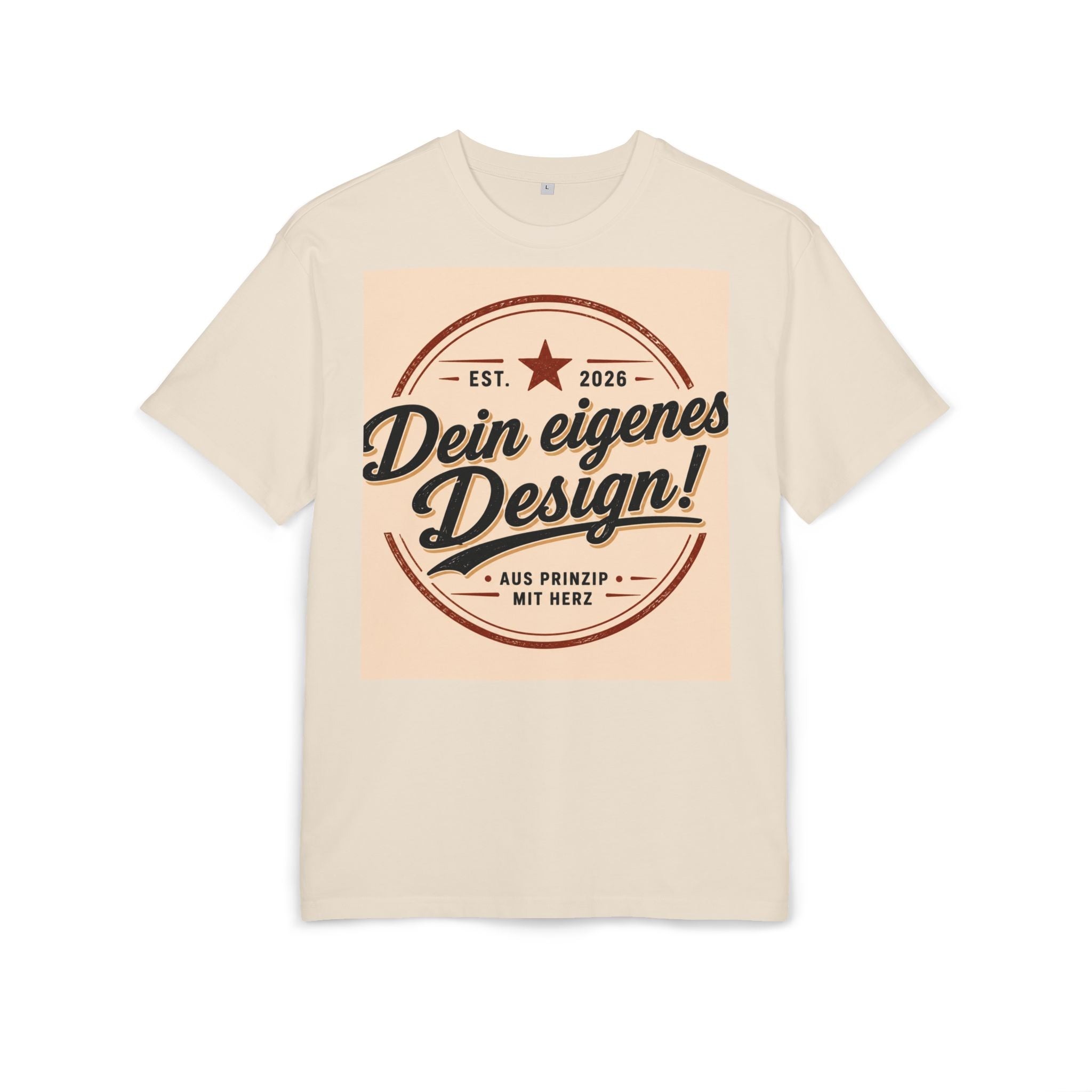 Oversize Tee — "Dein eigenes Design!" Retro Badge Graphic
