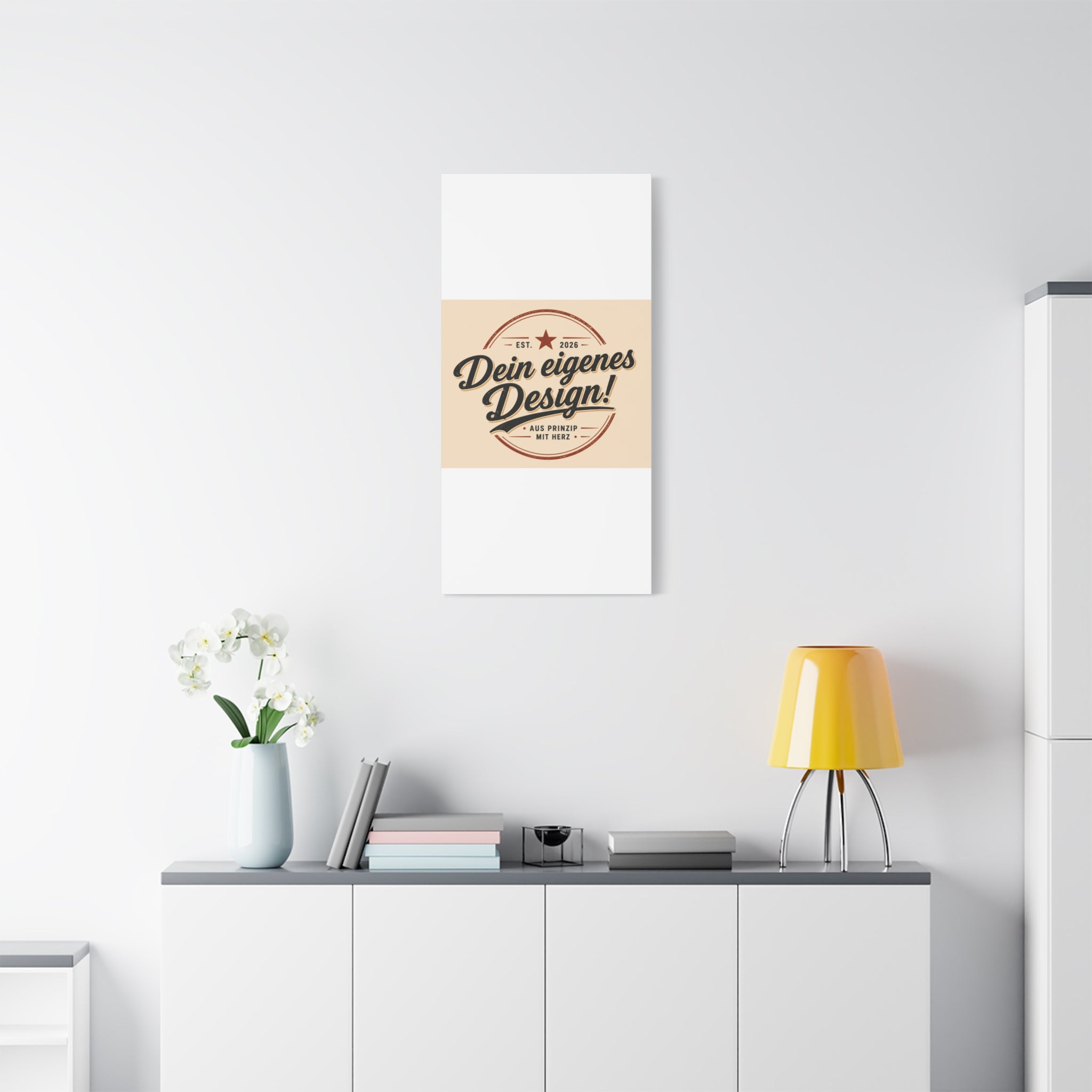 Matte Stretched Canvas - "Dein eigenes Design!" Vintage Badge Wall Art