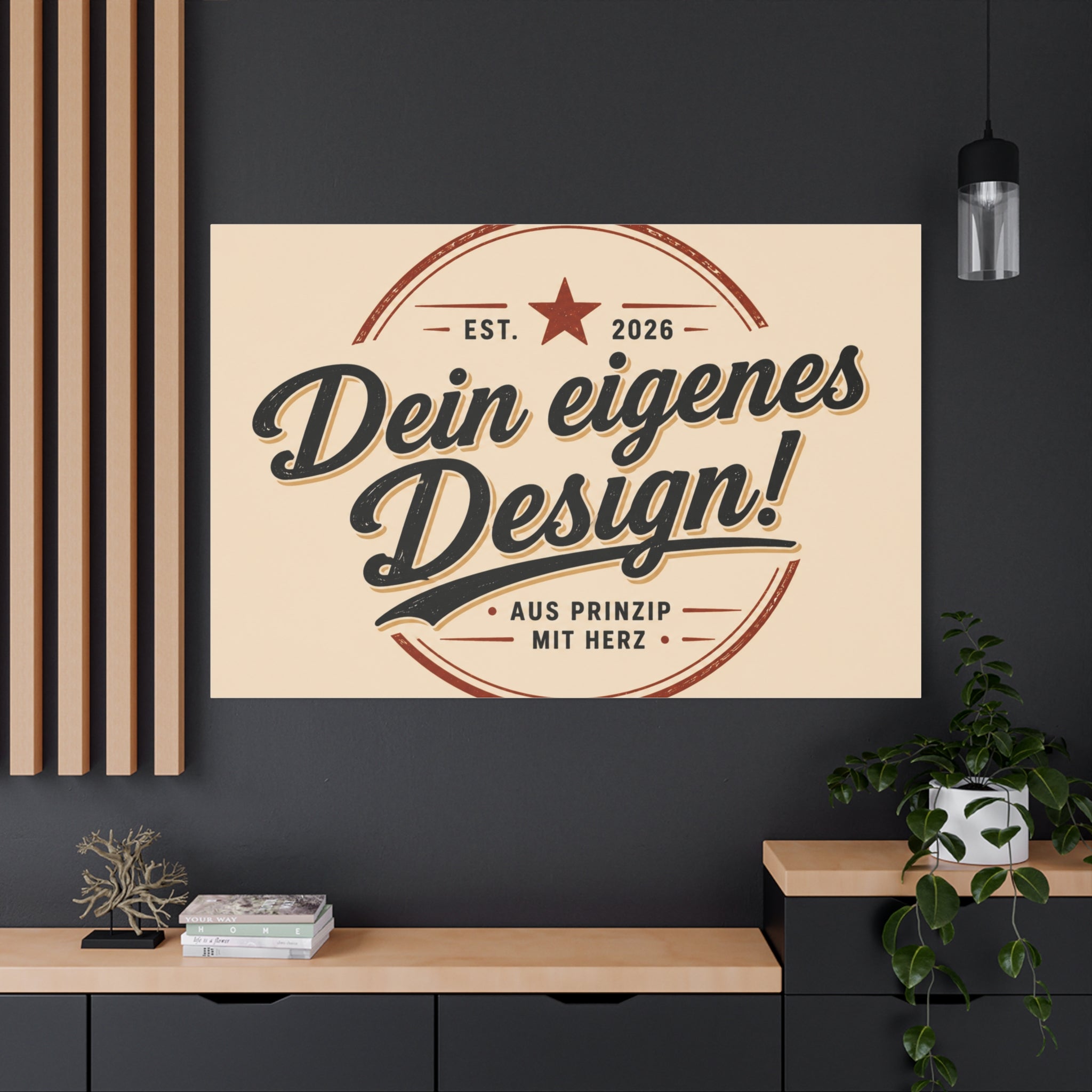 Matte Stretched Canvas - "Dein eigenes Design!" Vintage Badge Wall Art
