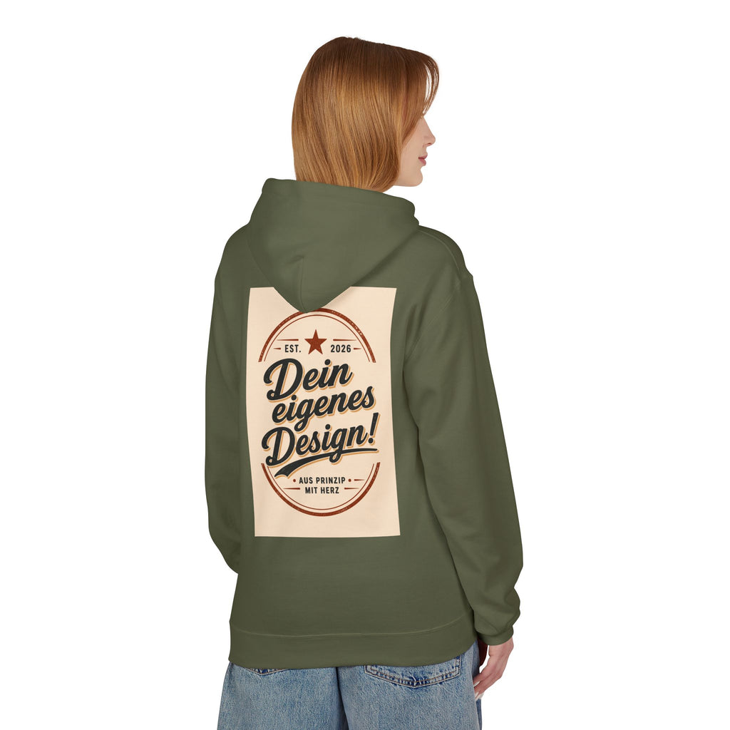 Hoodie — Custom Vintage Badge Design (Dein eigenes Design!)