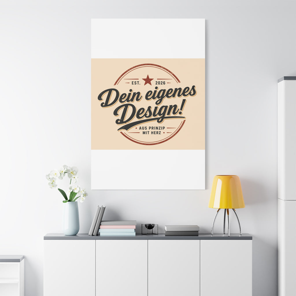 Matte Stretched Canvas - "Dein eigenes Design!" Vintage Badge Wall Art