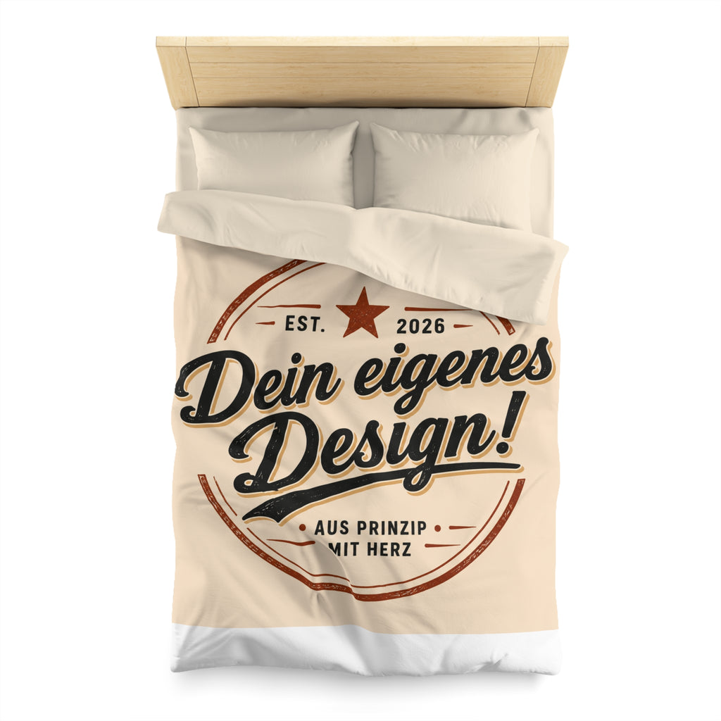 Custom Vintage Badge Duvet Cover — "Dein eigenes Design!" Microfiber Bedding