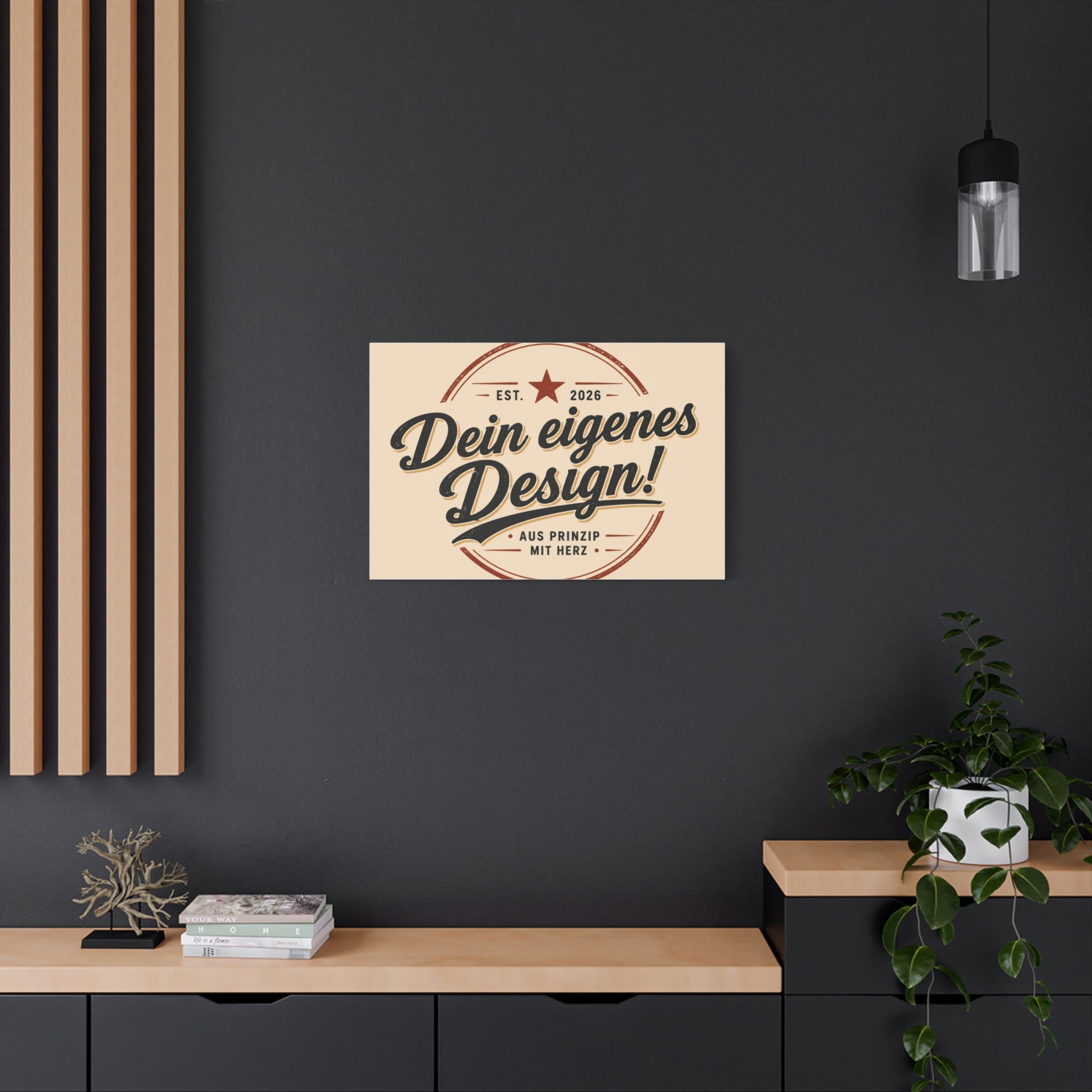 Matte Stretched Canvas - "Dein eigenes Design!" Vintage Badge Wall Art