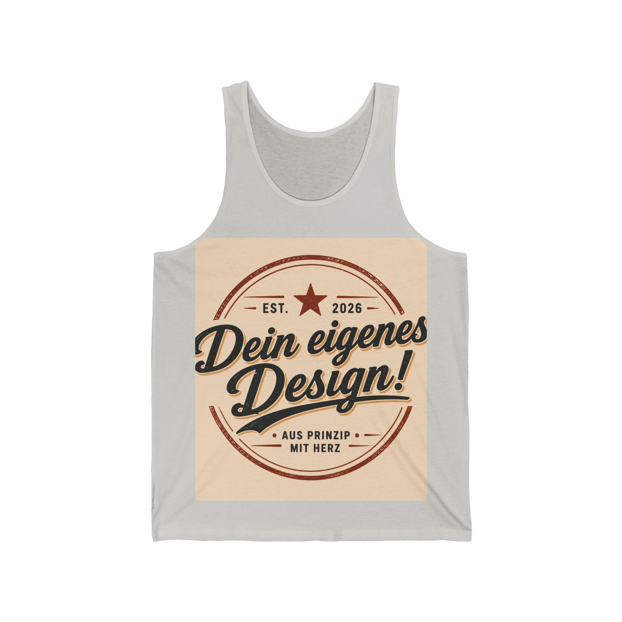 Retro Badge Tank Top — "Dein eigenes Design!" Custom German Vintage Logo Tank