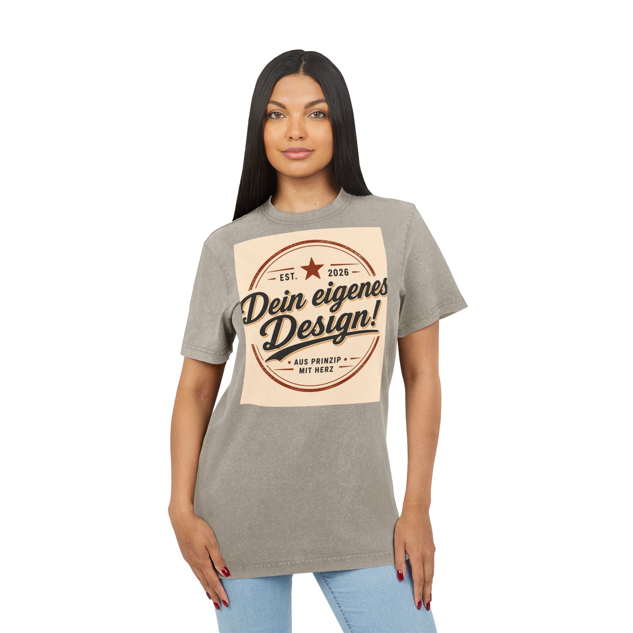 Vintage Acid-Washed Tee — Custom 'Dein eigenes Design!' Graphic