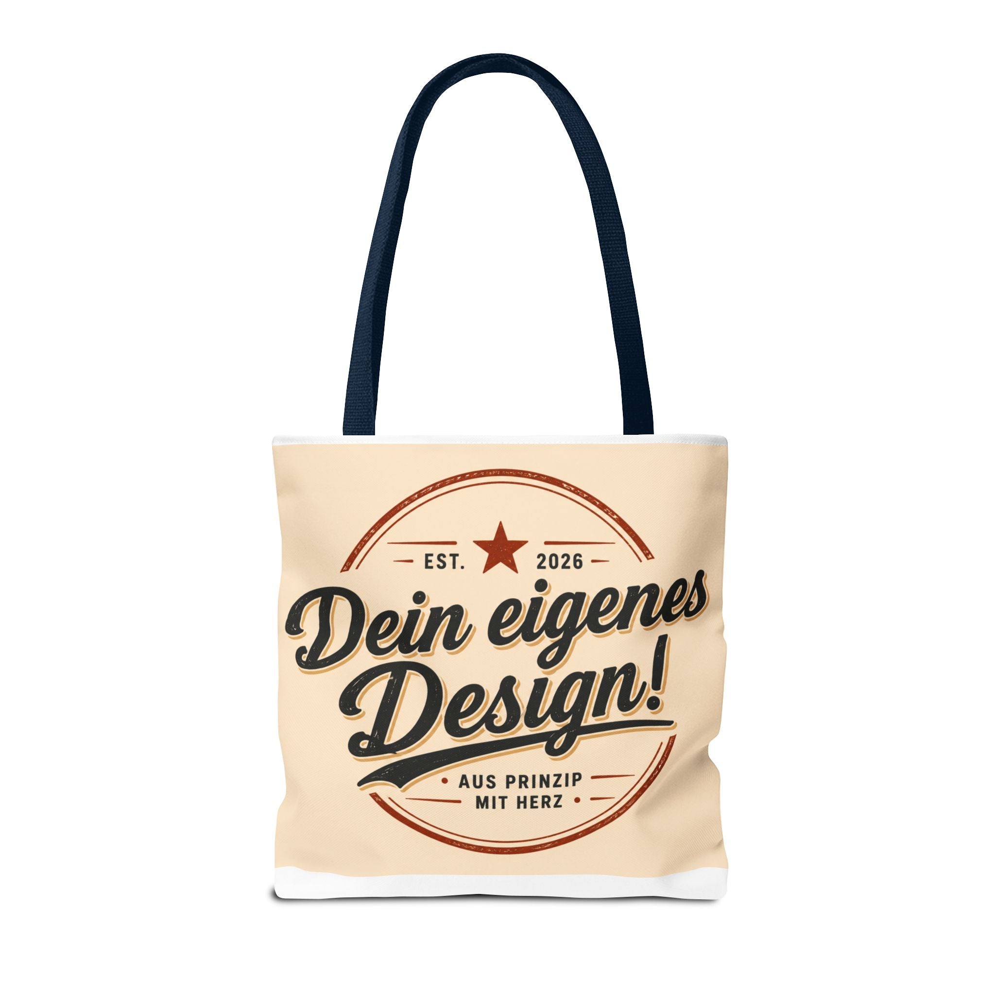 Custom Design Tote Bag — "Dein eigenes Design!" Vintage Emblem Canvas Shopper