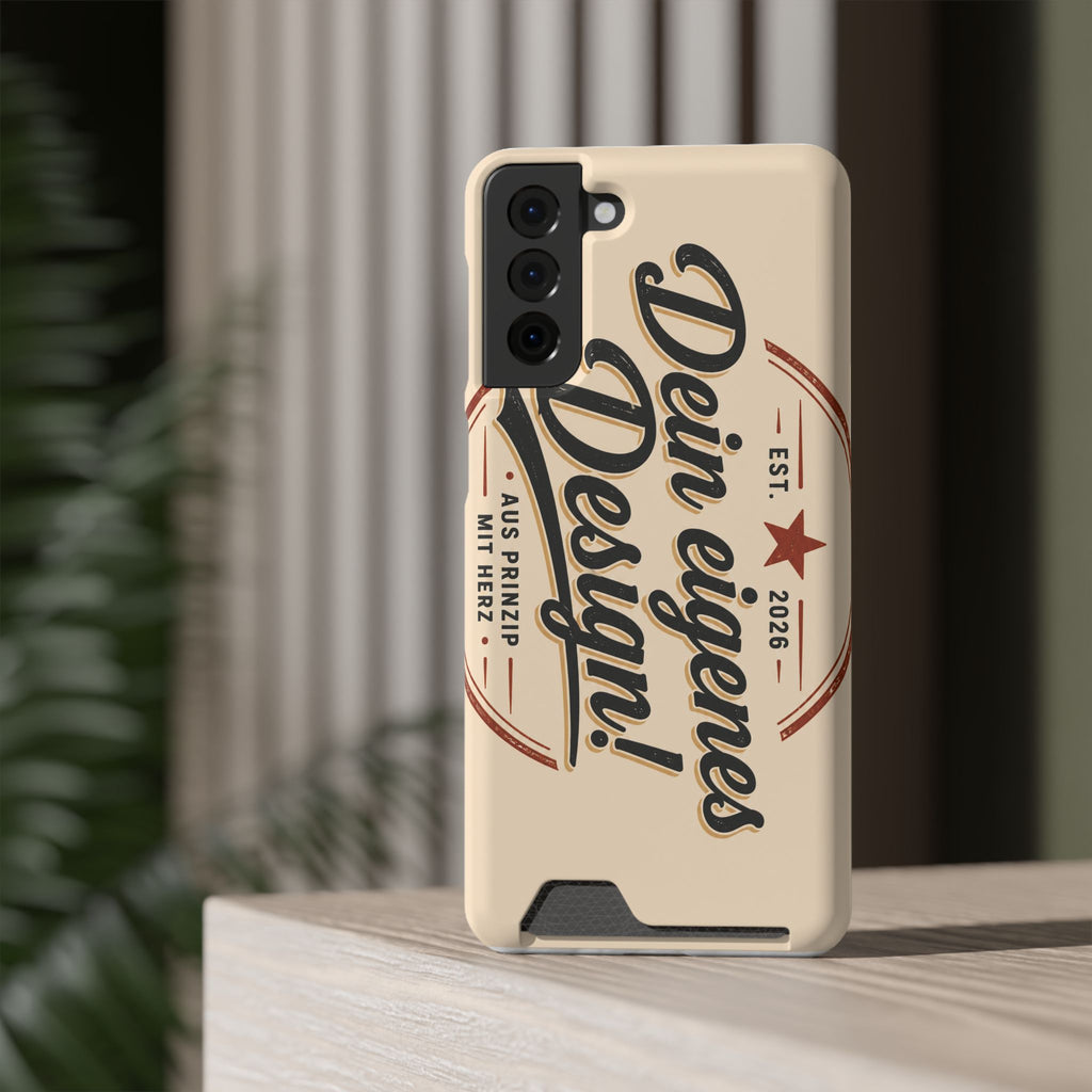 Retro Script Phone Case with Card Holder — "Dein eigenes Design!"