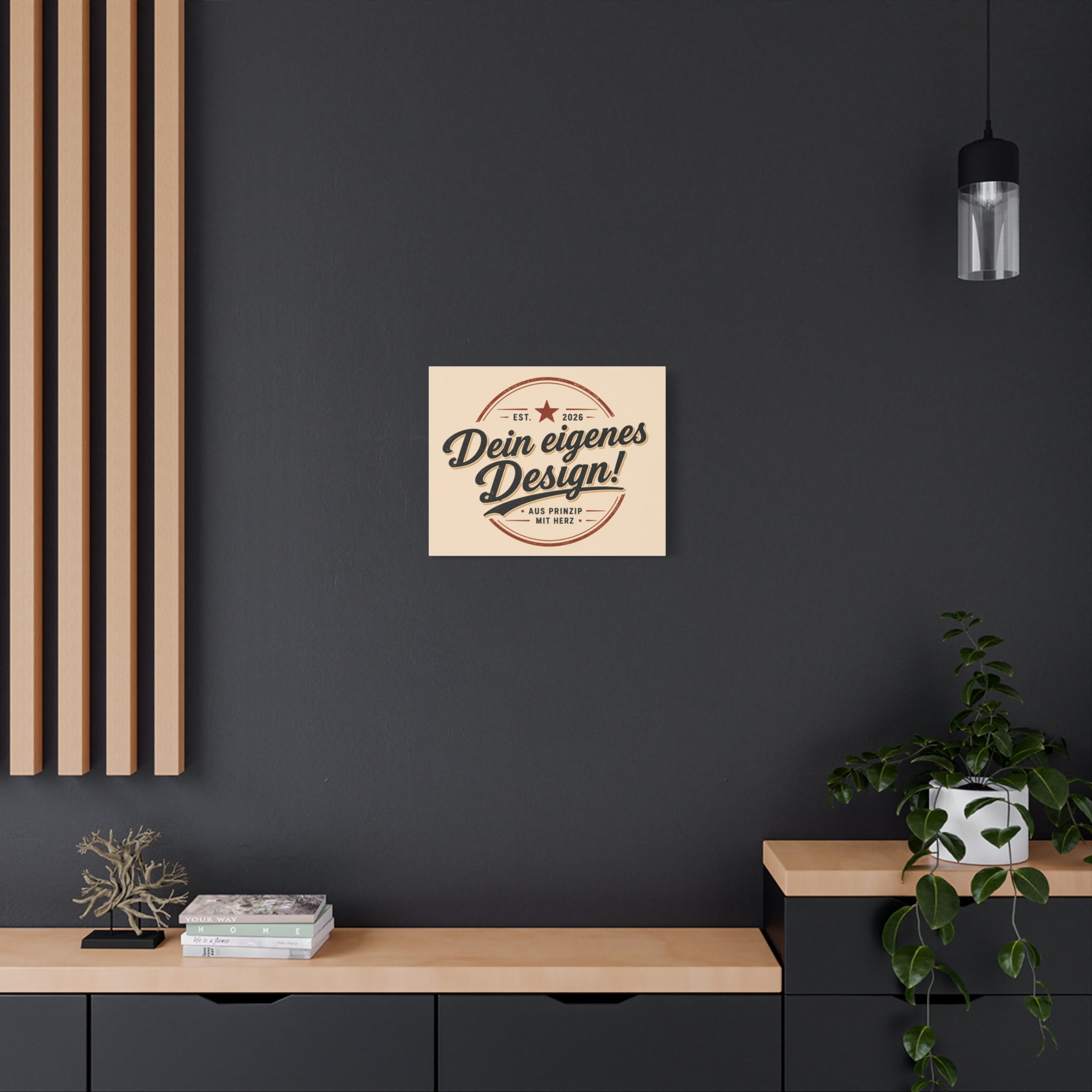 Matte Stretched Canvas - "Dein eigenes Design!" Vintage Badge Wall Art