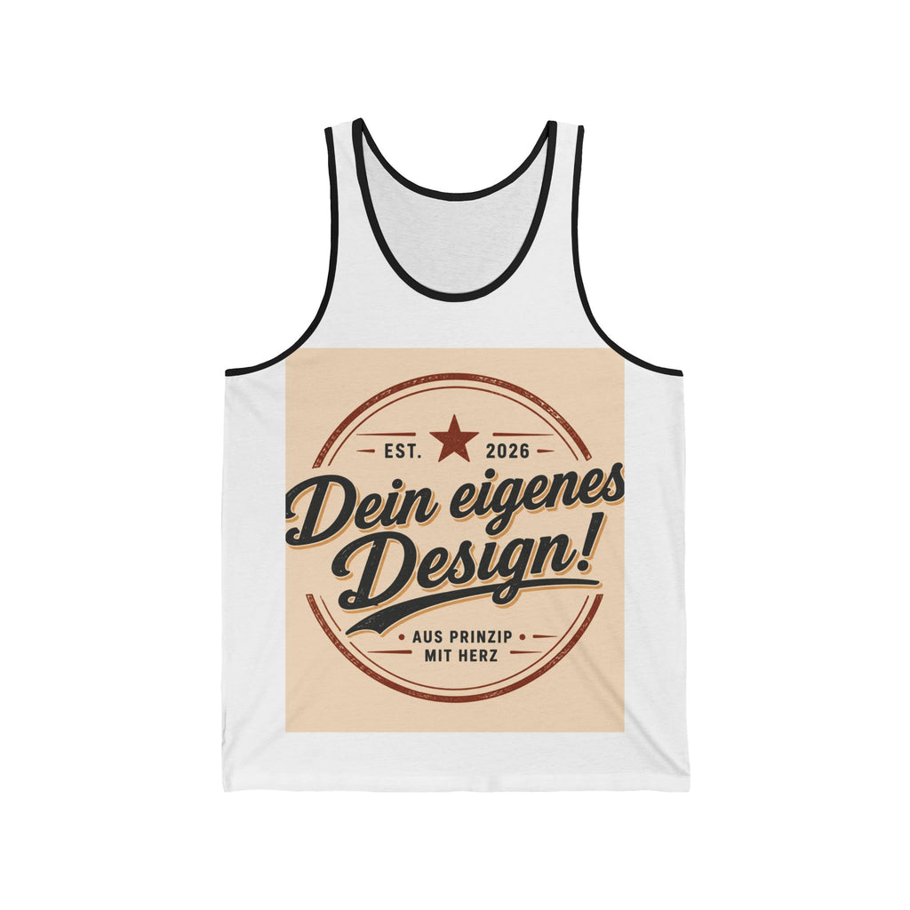 Retro Badge Tank Top — "Dein eigenes Design!" Custom German Vintage Logo Tank