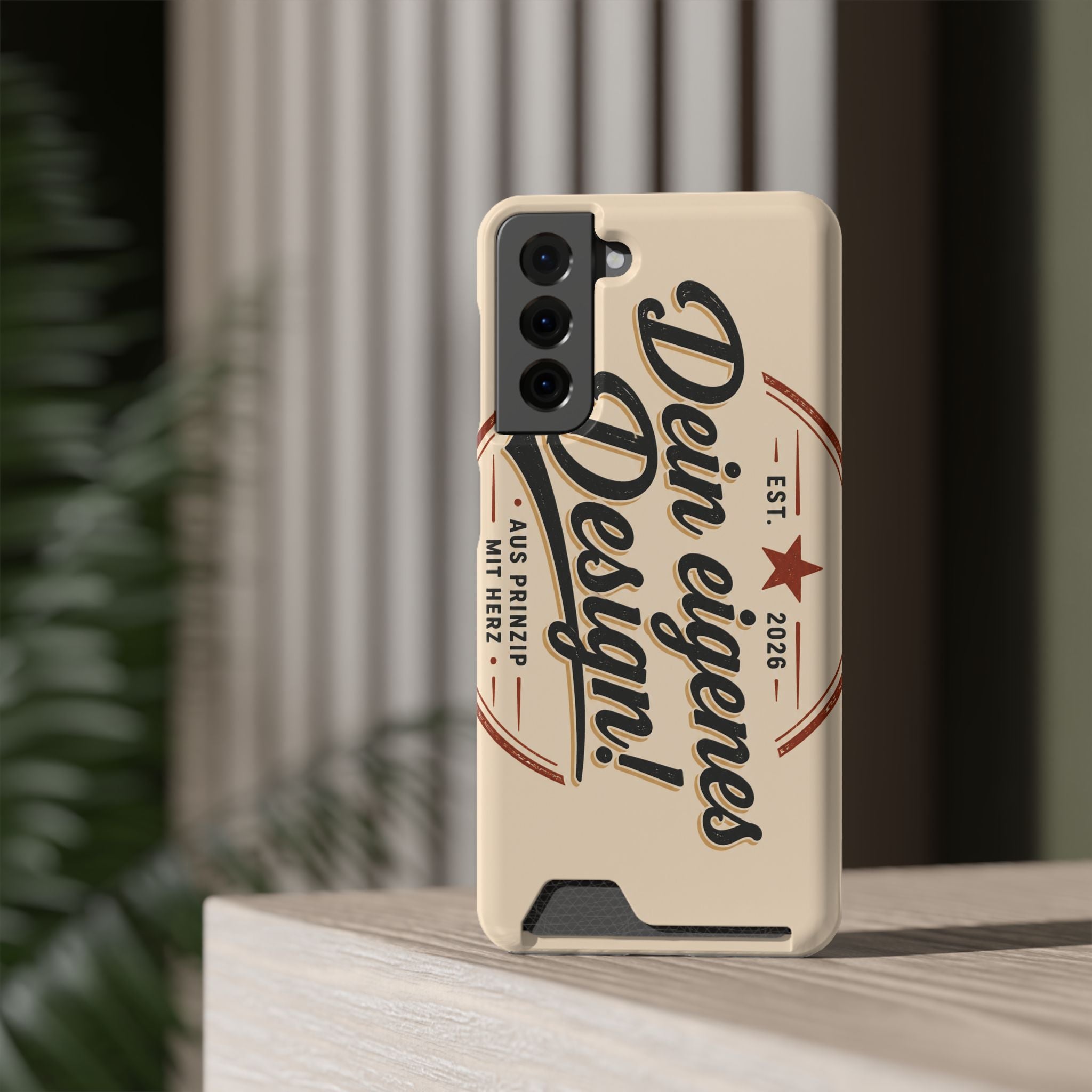 Retro Script Phone Case with Card Holder — "Dein eigenes Design!"