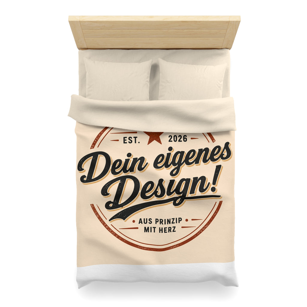 Custom Vintage Badge Duvet Cover — "Dein eigenes Design!" Microfiber Bedding
