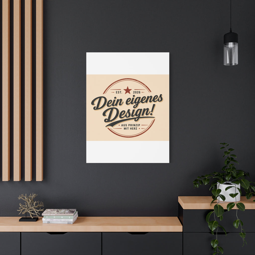 Matte Stretched Canvas - "Dein eigenes Design!" Vintage Badge Wall Art