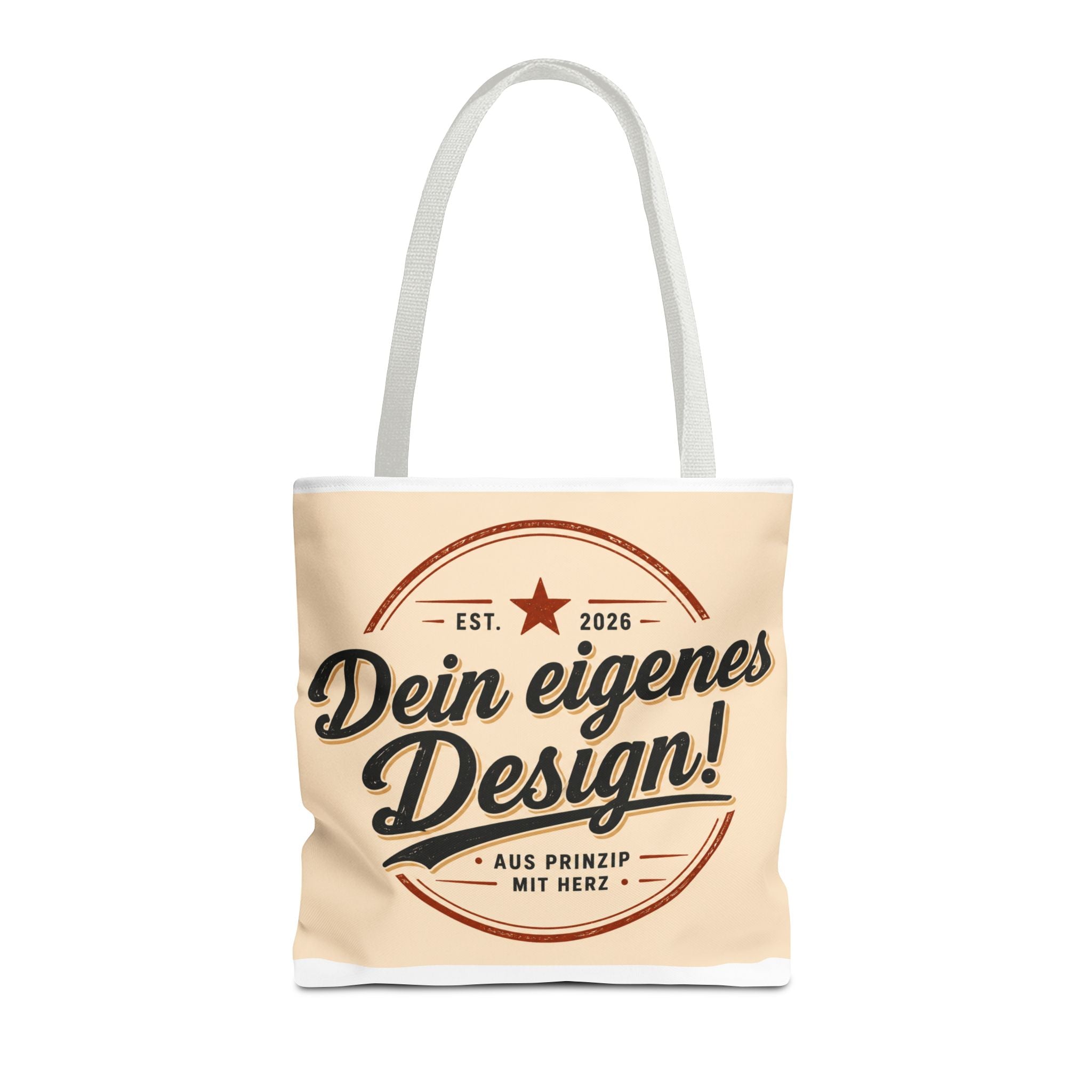 Custom Design Tote Bag — "Dein eigenes Design!" Vintage Emblem Canvas Shopper