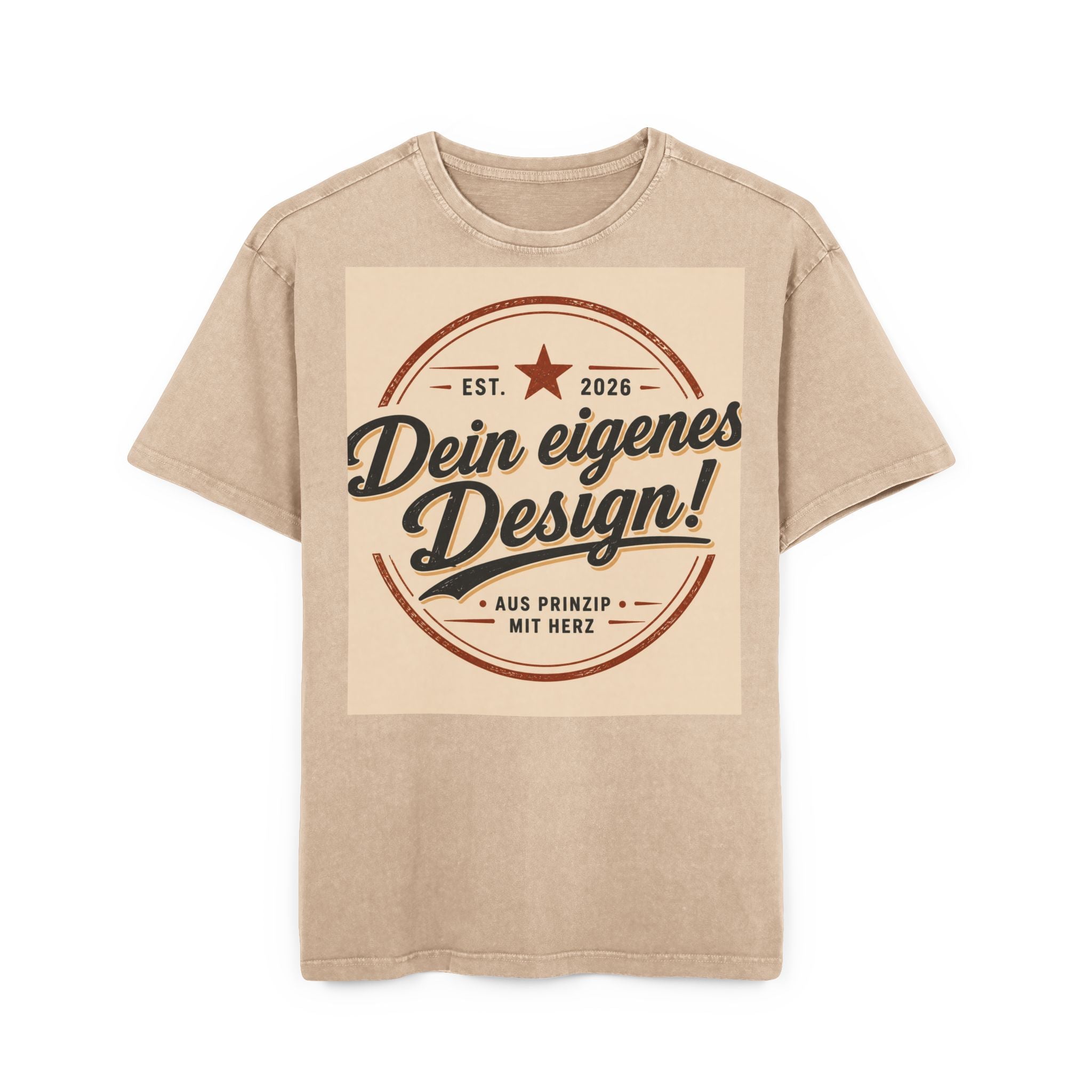 Vintage Logo Tee — "Dein eigenes Design!" Acid Wash Oversized Shirt