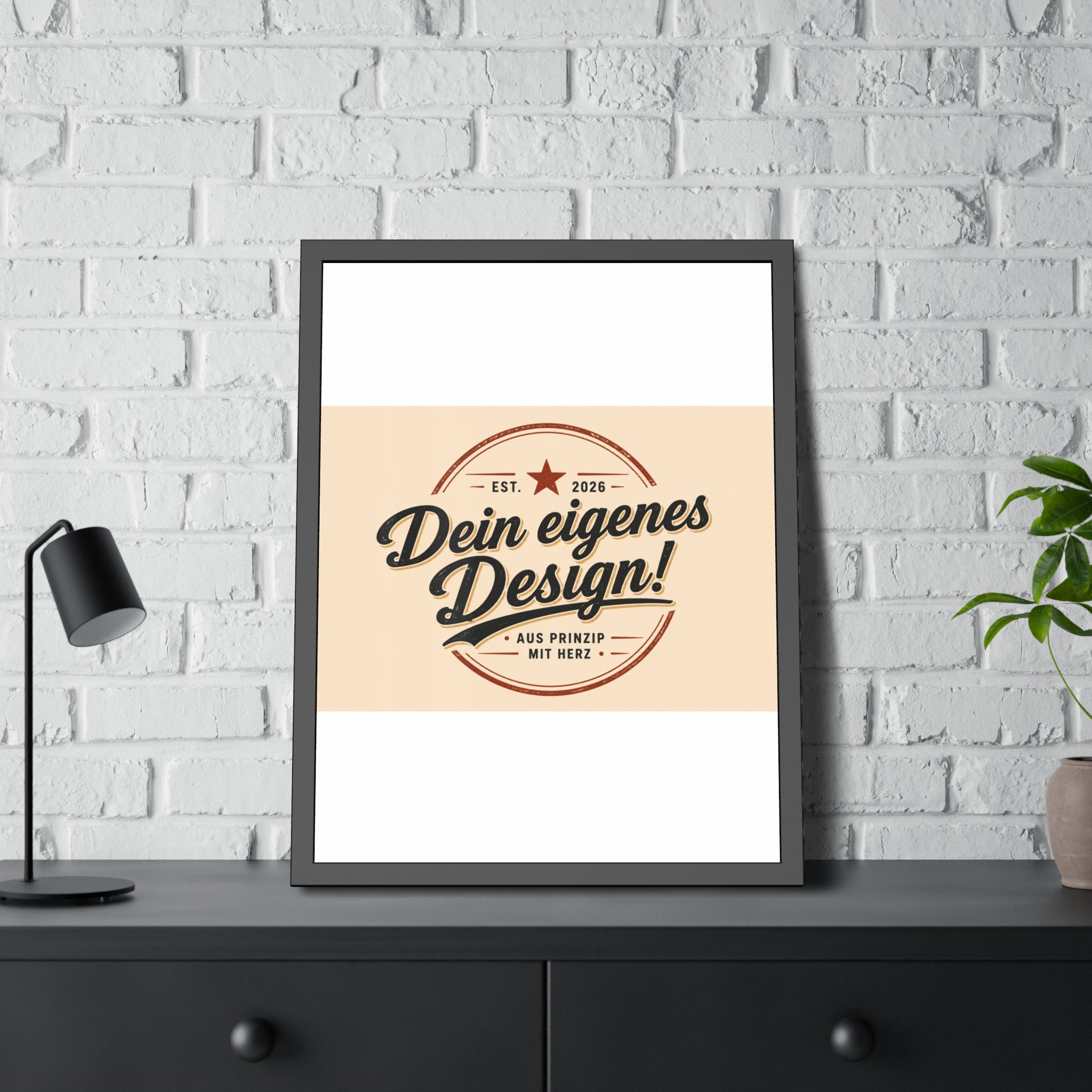 Framed Poster — Custom 'Dein eigenes Design!' Wall Art (Vintage Badge)