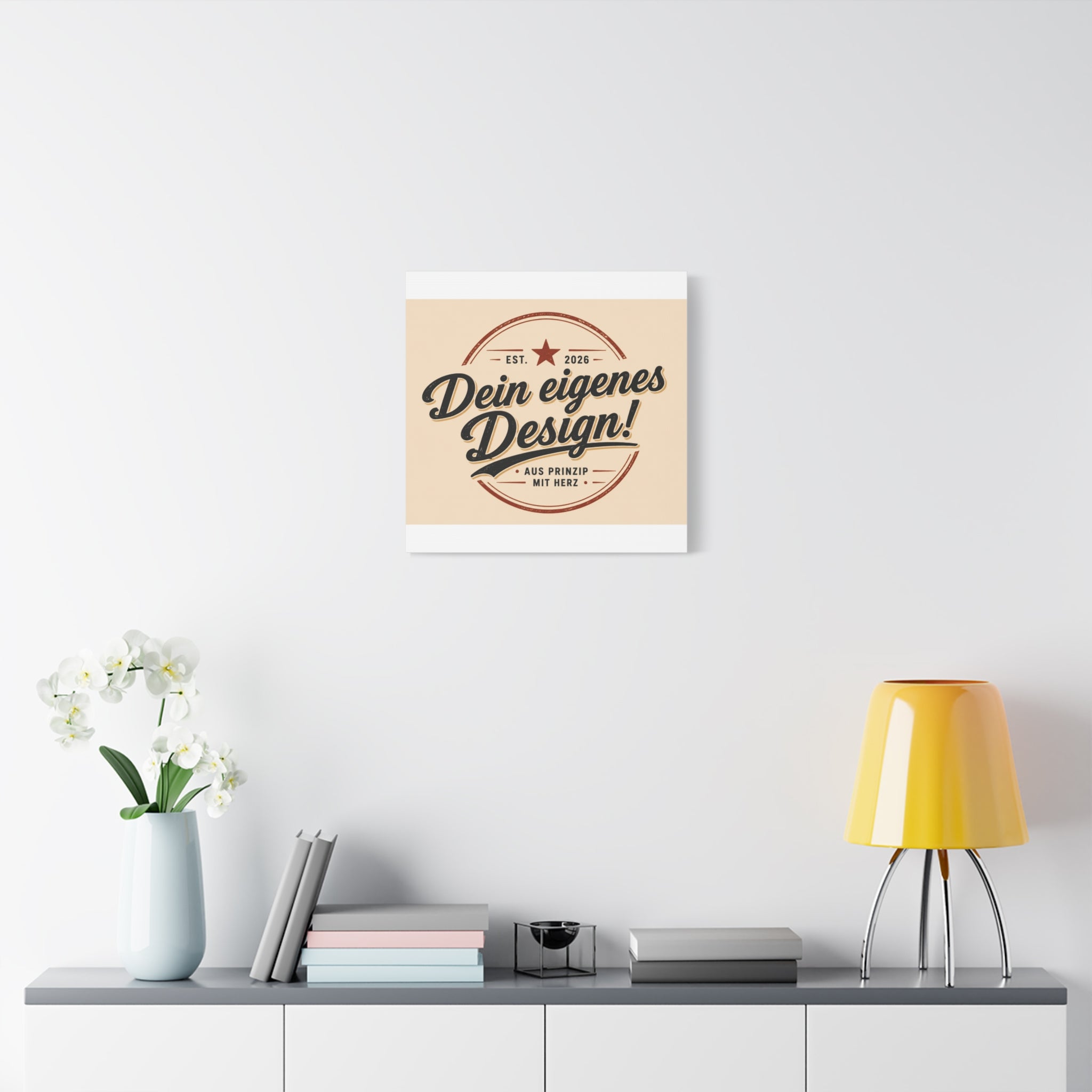Matte Stretched Canvas - "Dein eigenes Design!" Vintage Badge Wall Art