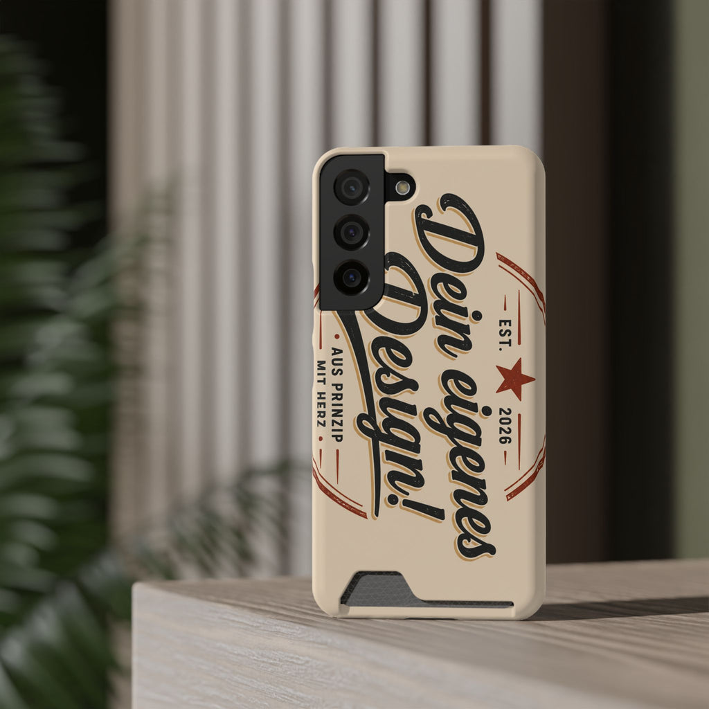 Retro Script Phone Case with Card Holder — "Dein eigenes Design!"