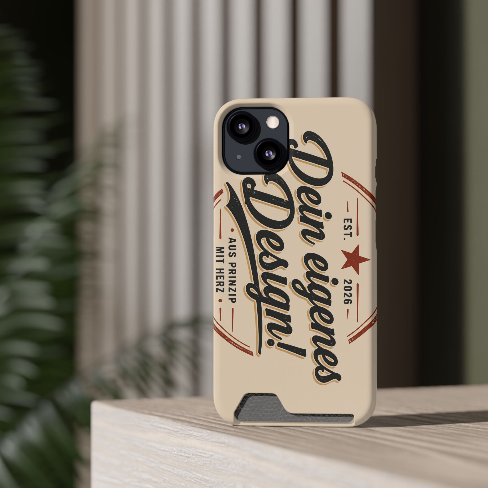 Retro Script Phone Case with Card Holder — "Dein eigenes Design!"