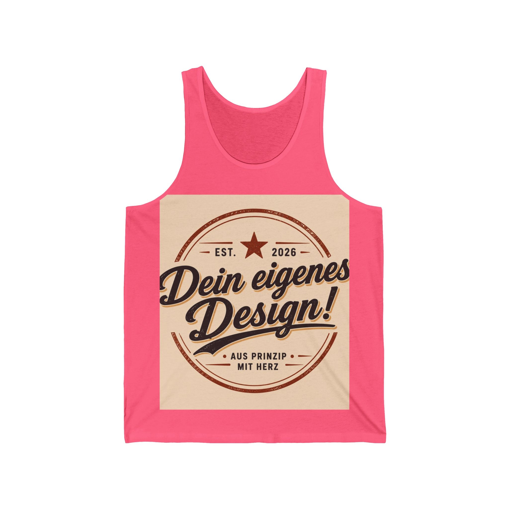 Retro Badge Tank Top — "Dein eigenes Design!" Custom German Vintage Logo Tank