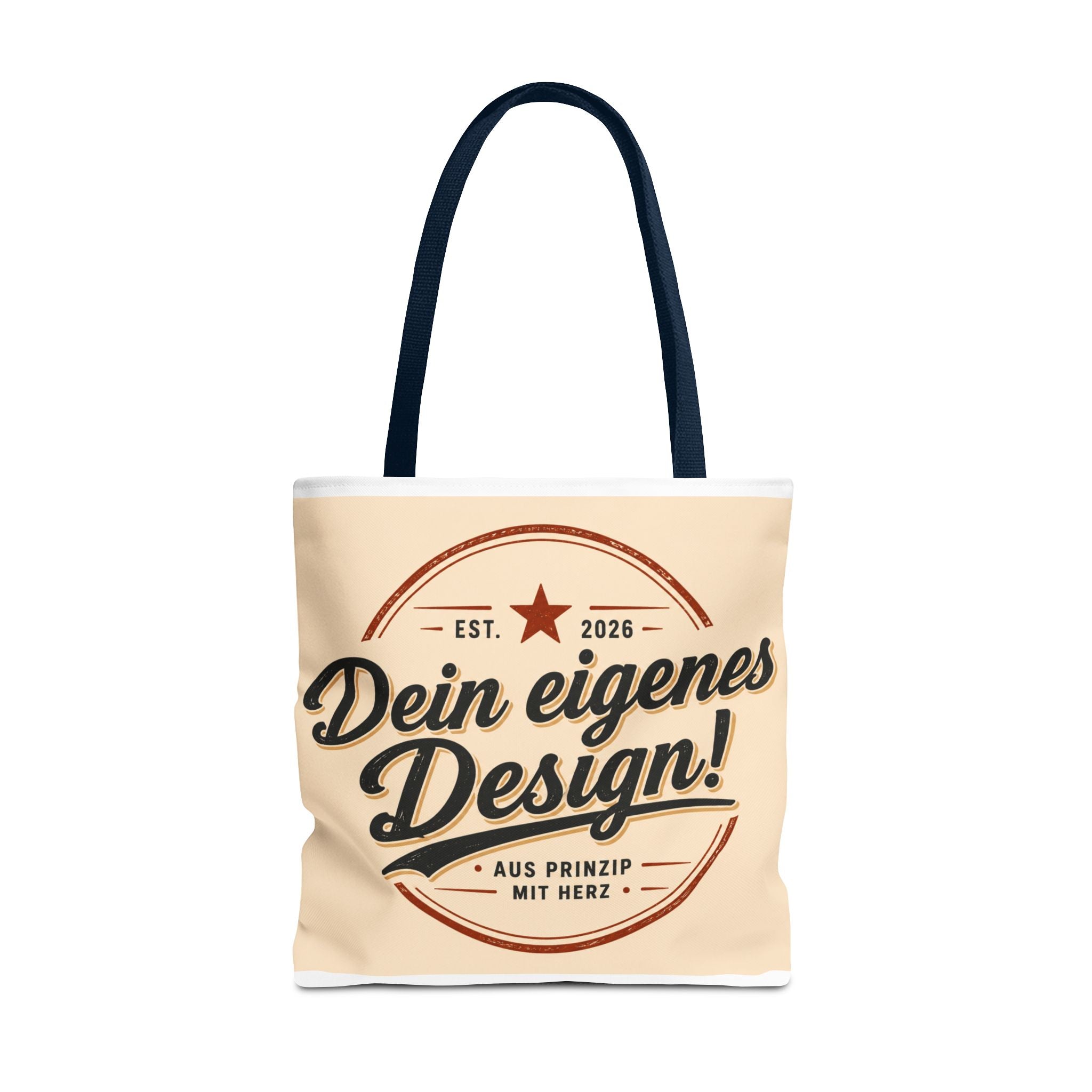 Custom Design Tote Bag — "Dein eigenes Design!" Vintage Emblem Canvas Shopper