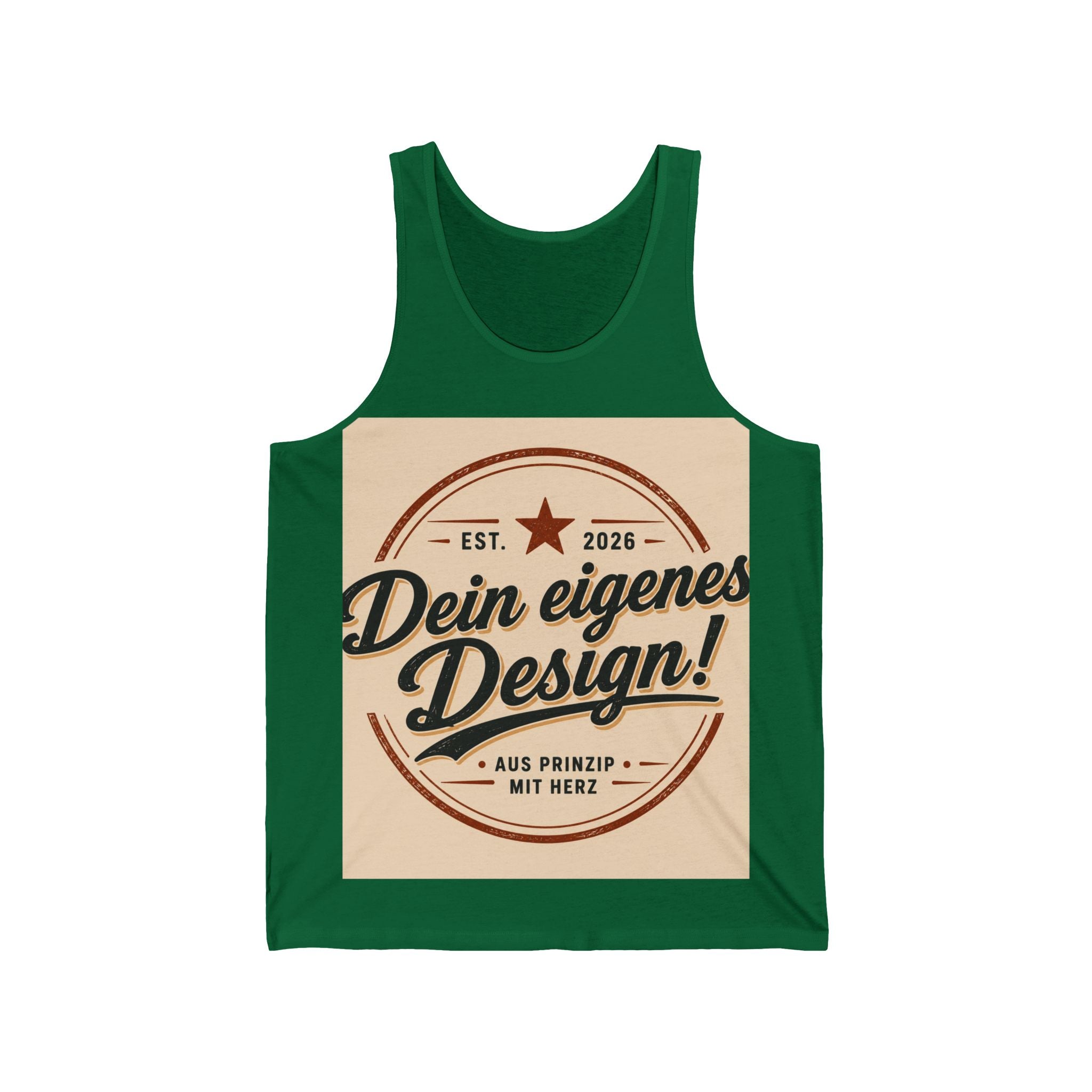 Retro Badge Tank Top — "Dein eigenes Design!" Custom German Vintage Logo Tank