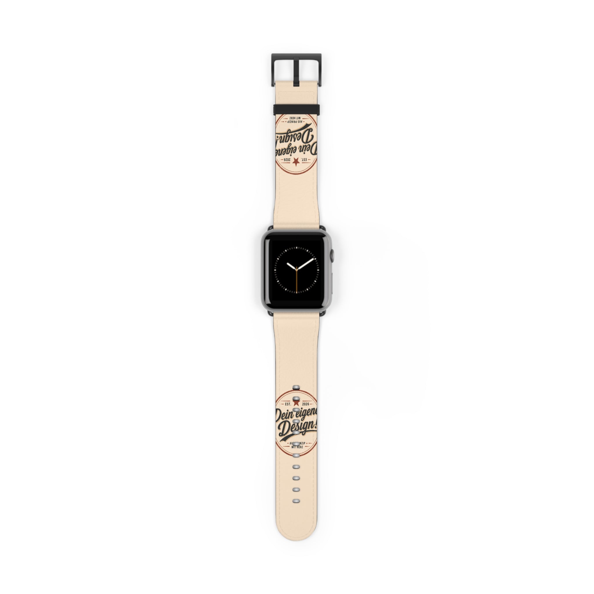 Vintage Stamp Leather Watch Band — Custom 'Dein eigenes Design' Accent